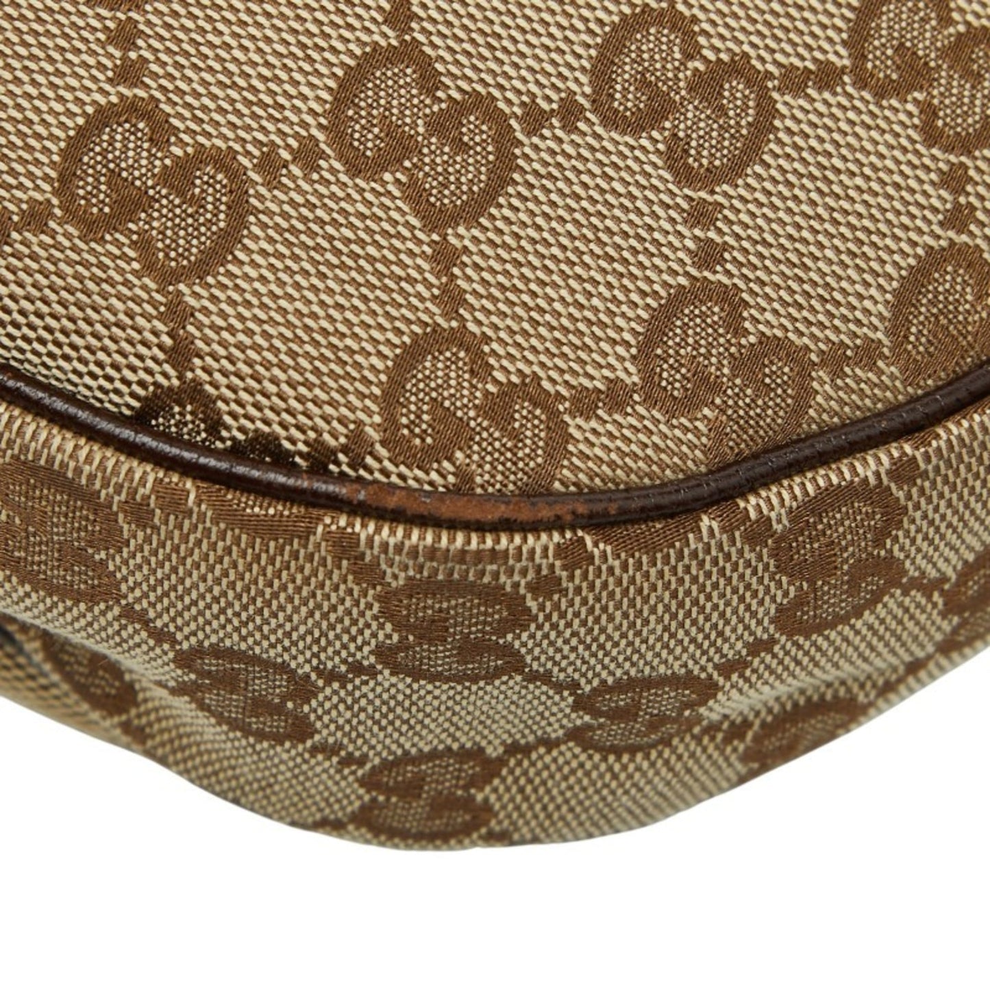 Gucci Beige Brown Canvas Leather Shoulder Bag ( )