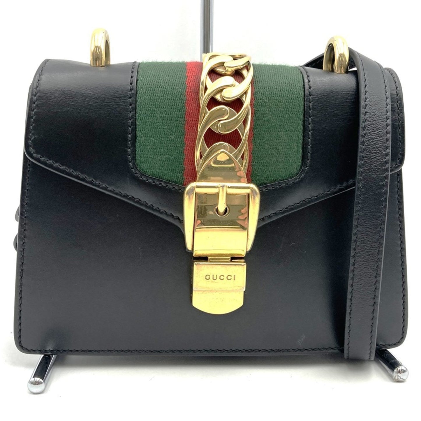 Gucci Sherry Line Black Leather Shoulder Bag ( )