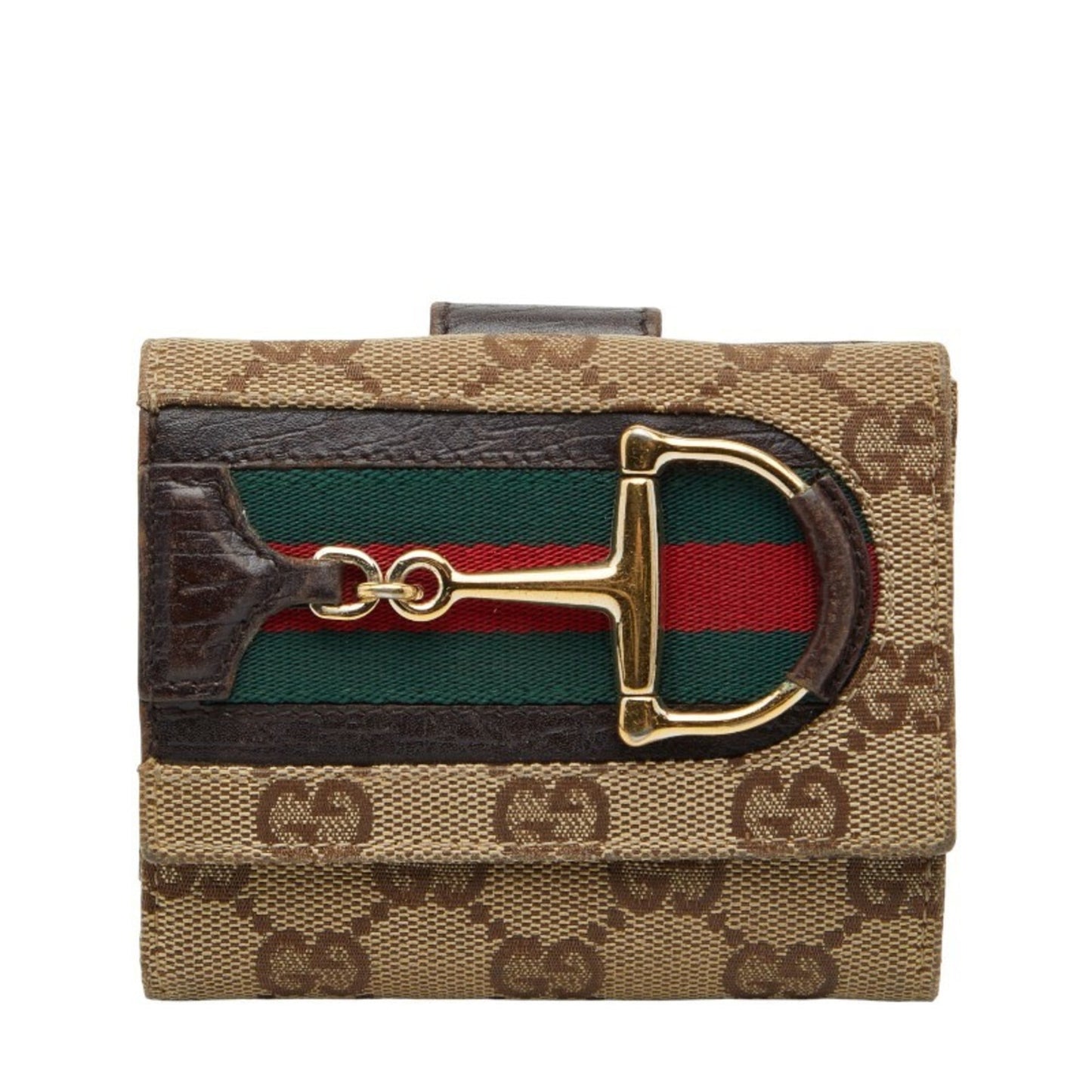 Gucci Brown Canvas Leather Wallet (Bi-Fold) ( )
