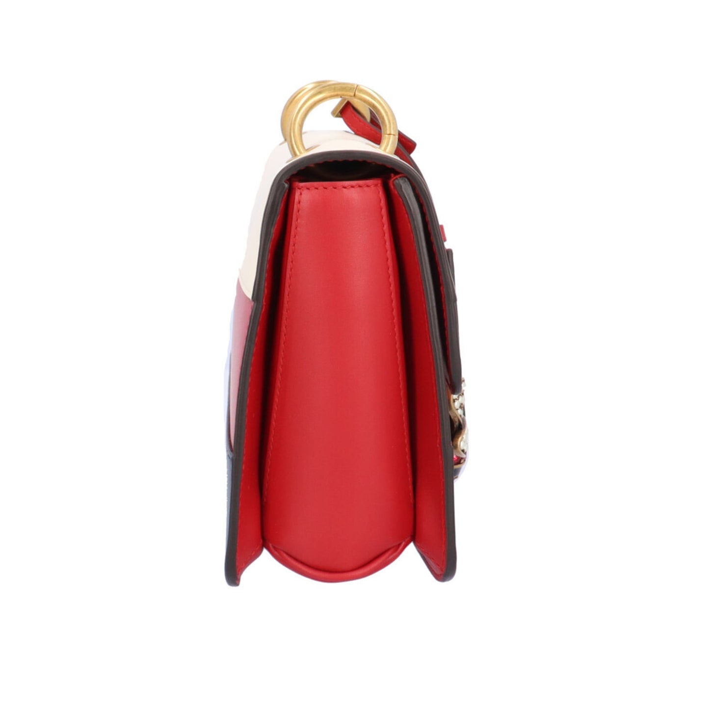 Gucci Navy Red Color White Leather Shoulder Bag ( )