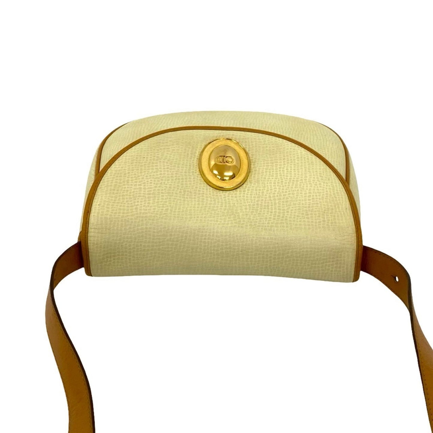Christian Dior Brown White Leather Pochette Shoulder Bag ()