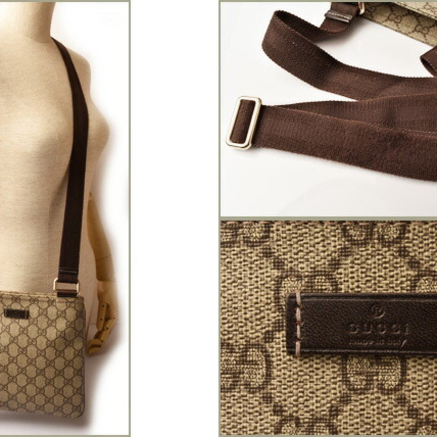 Gucci Beige Brown Gg Supreme Coated Canvas Messenger Bag Shoulder Bag ( )