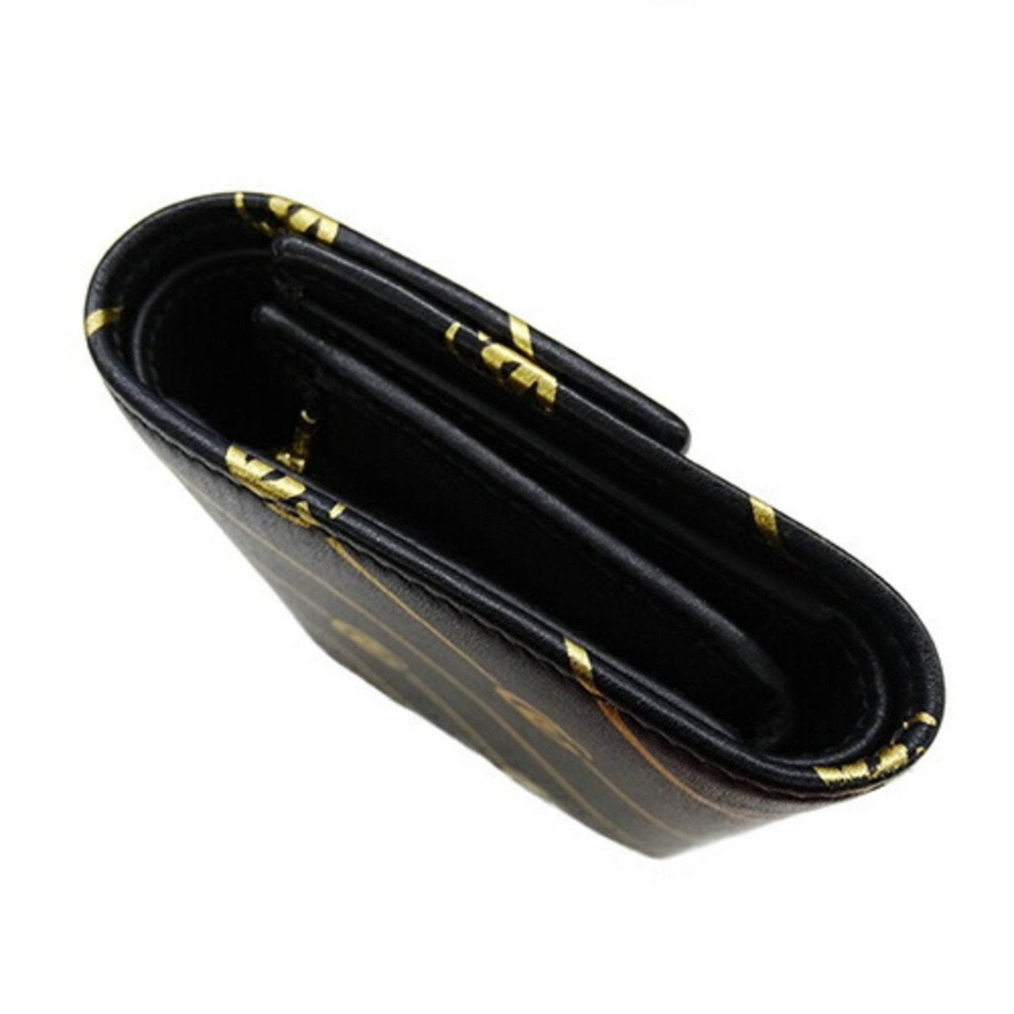 Gucci Gold Black Leather Wallet (Tri-Fold) ( )