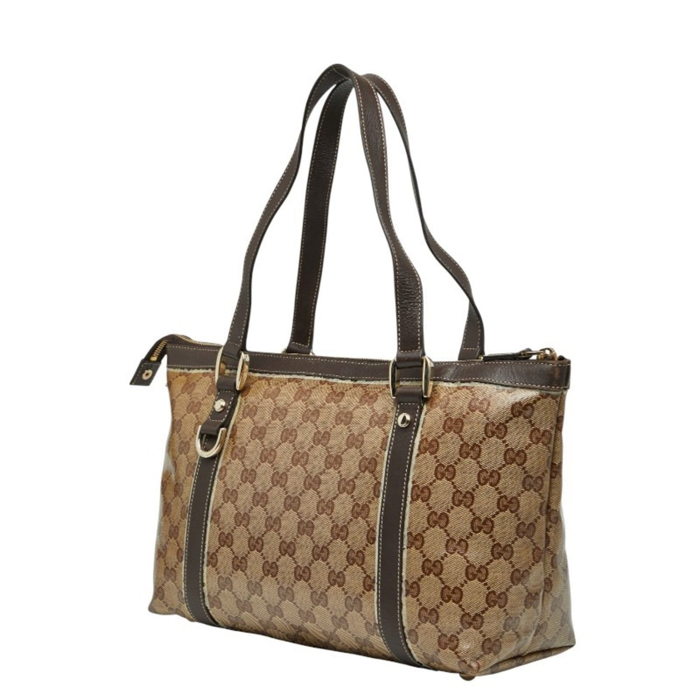 Gucci Gg Crystal Beige Brown Pvc Leather Tote Bag ( )