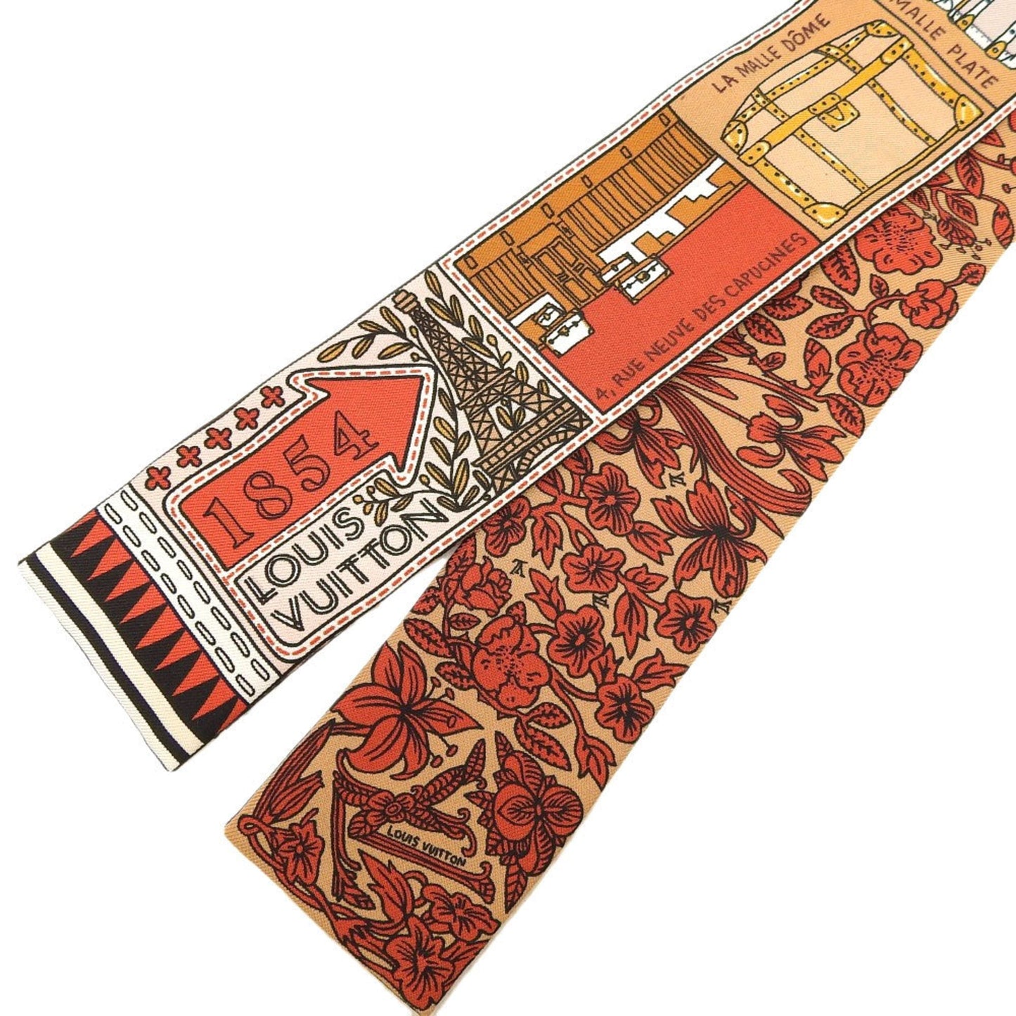 LOUIS VUITTON Bandeau BB Scarf Judelouis M70856 Silk Brown/Red RT0138 Women's