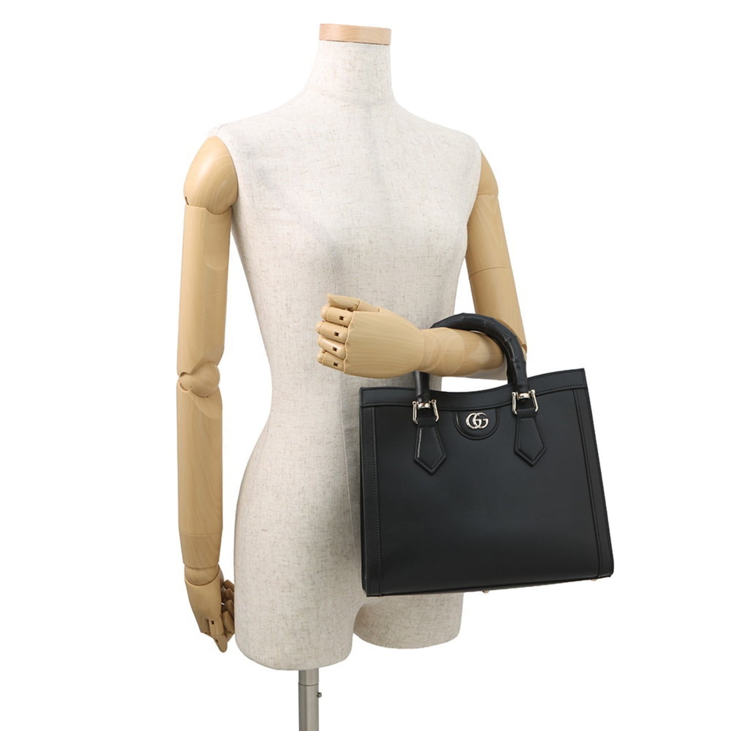 Gucci Black Leather Handbag Shoulder Bag Tote Bag ( )