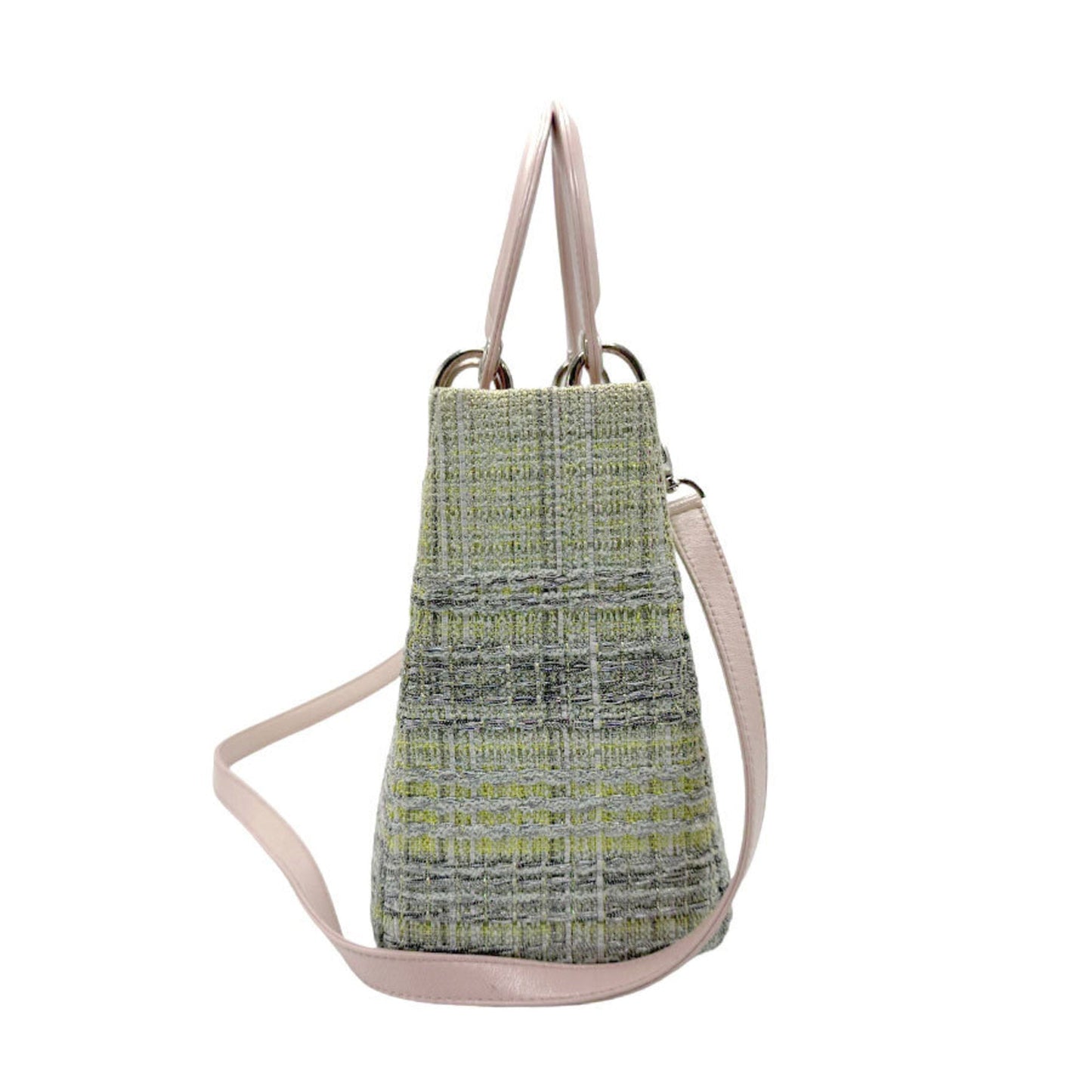 Christian Dior Silver Tweed Leather Handbag Shoulder Bag ()