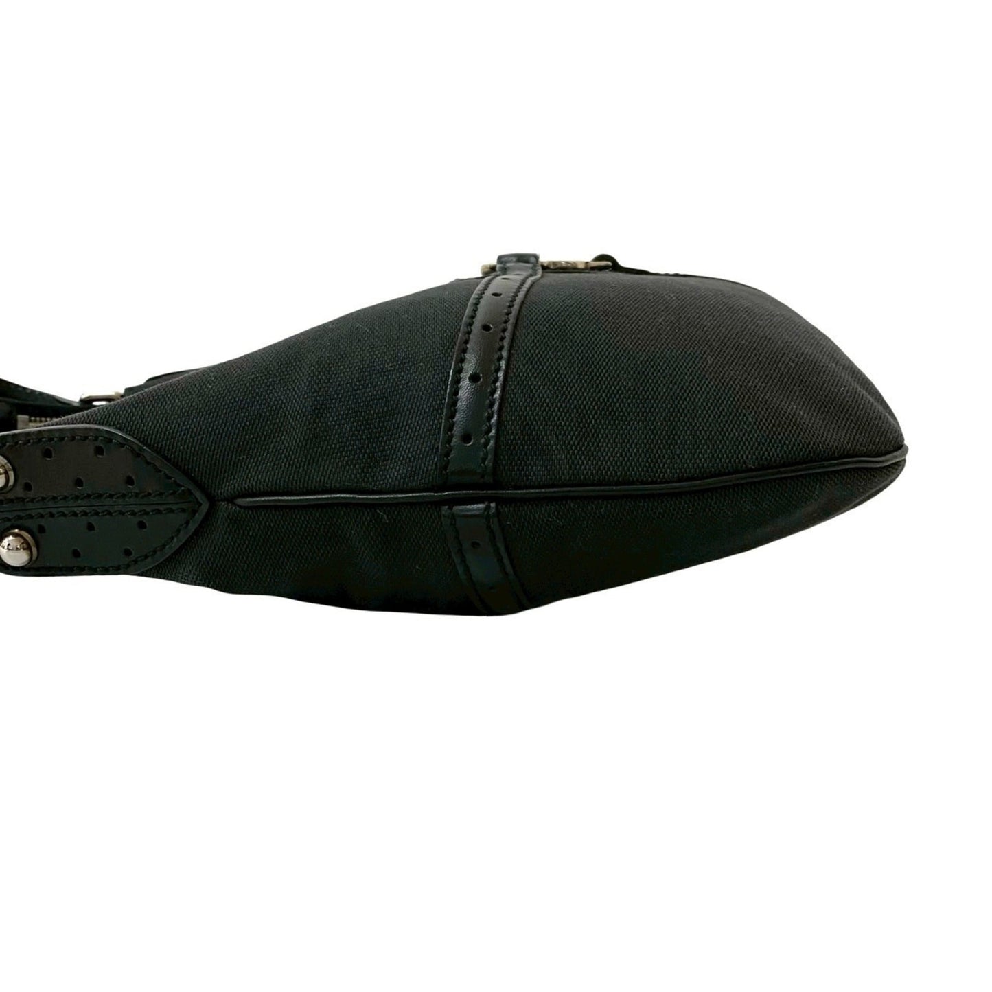 Gucci Black Leather Canvas Handbag Shoulder Bag ( )
