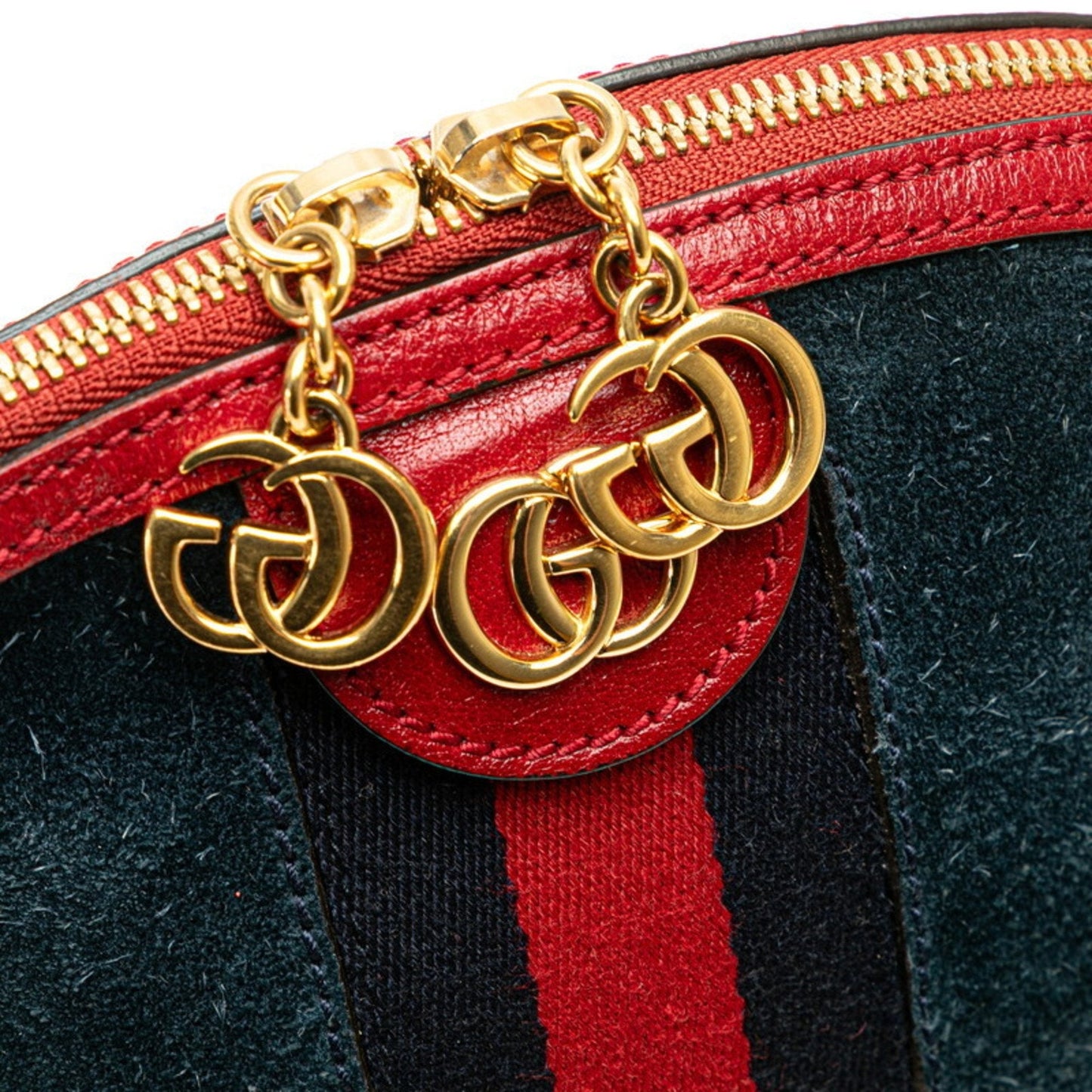 Gucci Blue Red Color Suede Leather Shoulder Bag ( )