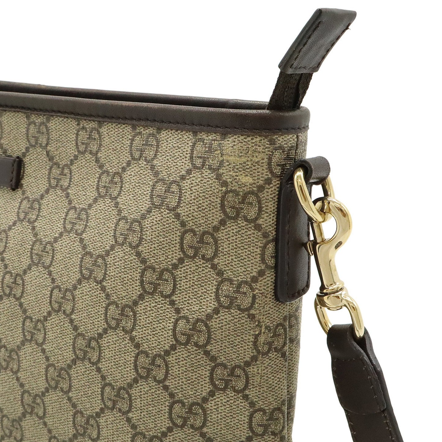 Gucci Beige Dark Brown Gg Supreme Leather Shoulder Bag ( )