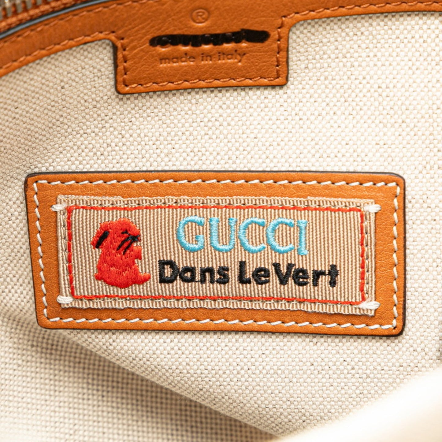 Gucci Beige Brown Red Color Nylon Leather Backpack ( )