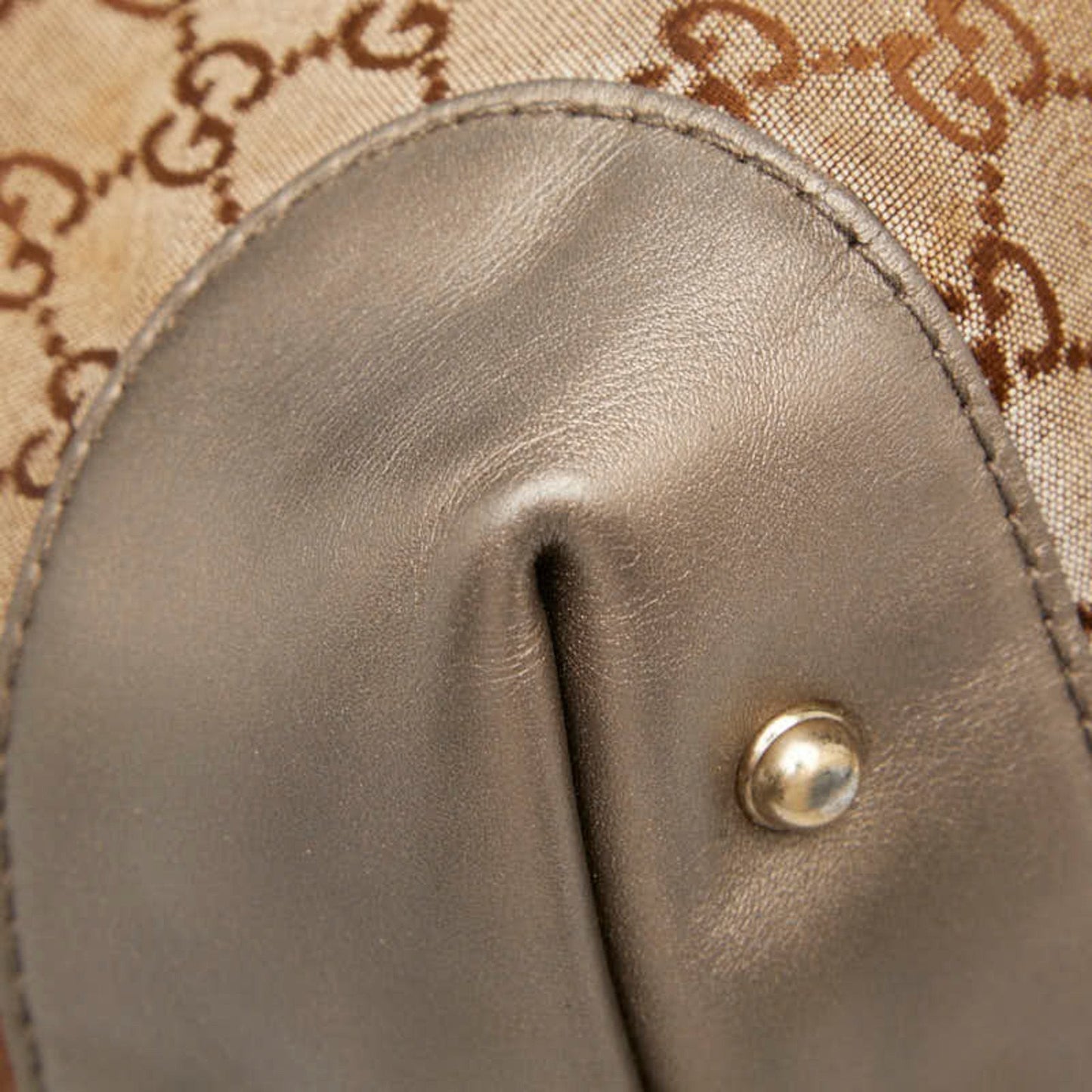 Gucci Brown Canvas Leather Shoulder Bag ( )