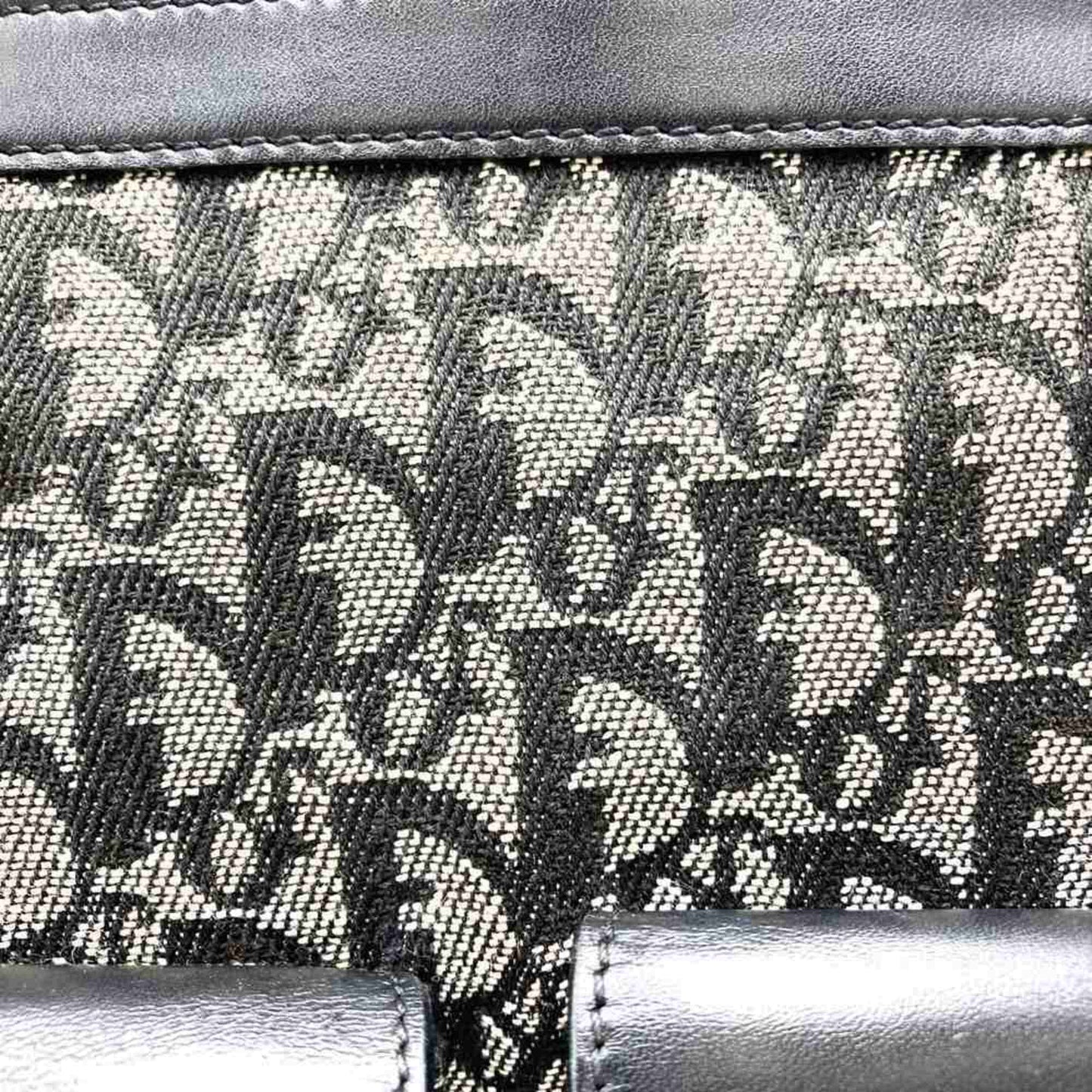 Christian Dior Black Canvas Leather Handbag Tote Bag ()
