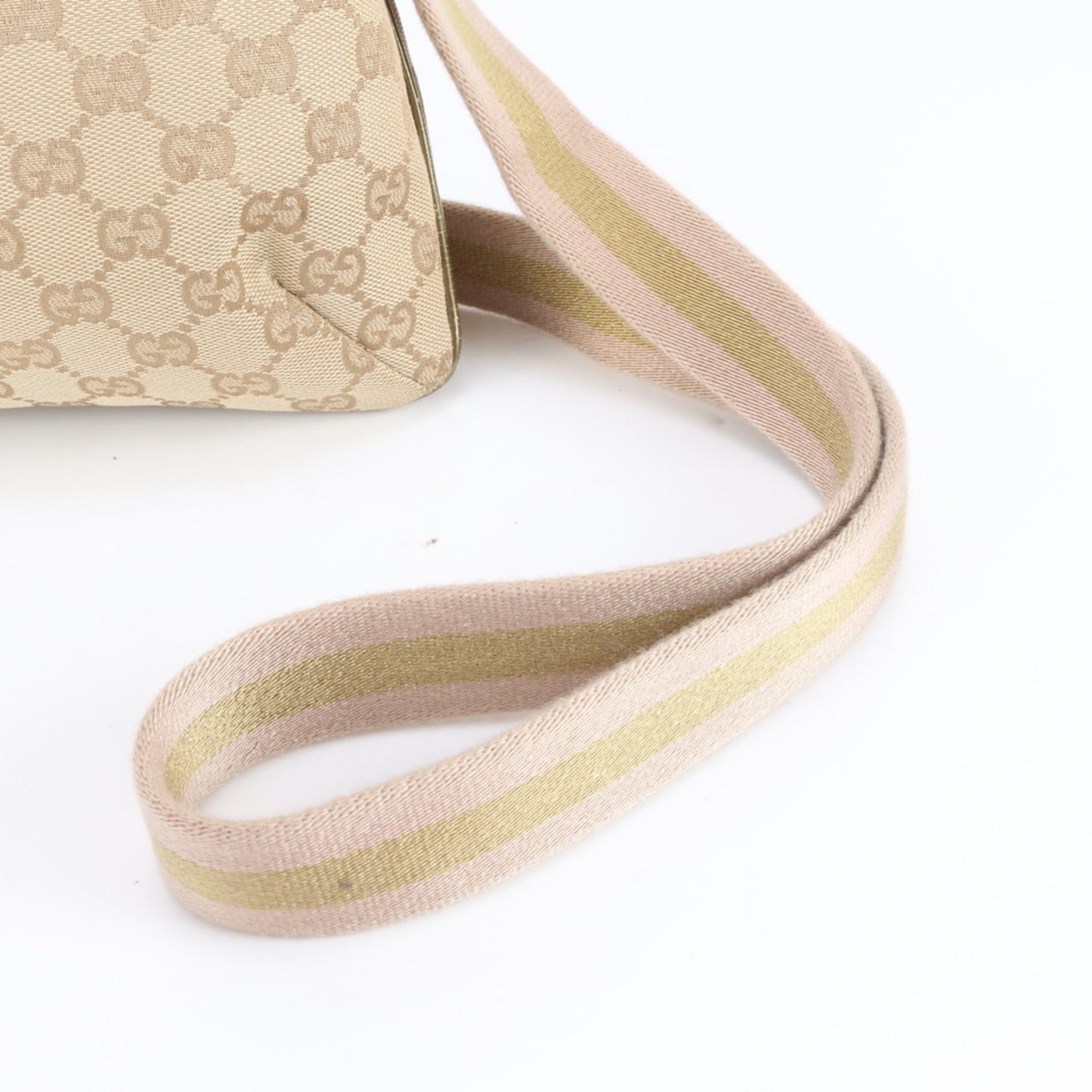 Gucci Beige Leather Canvas Shoulder Bag ( )