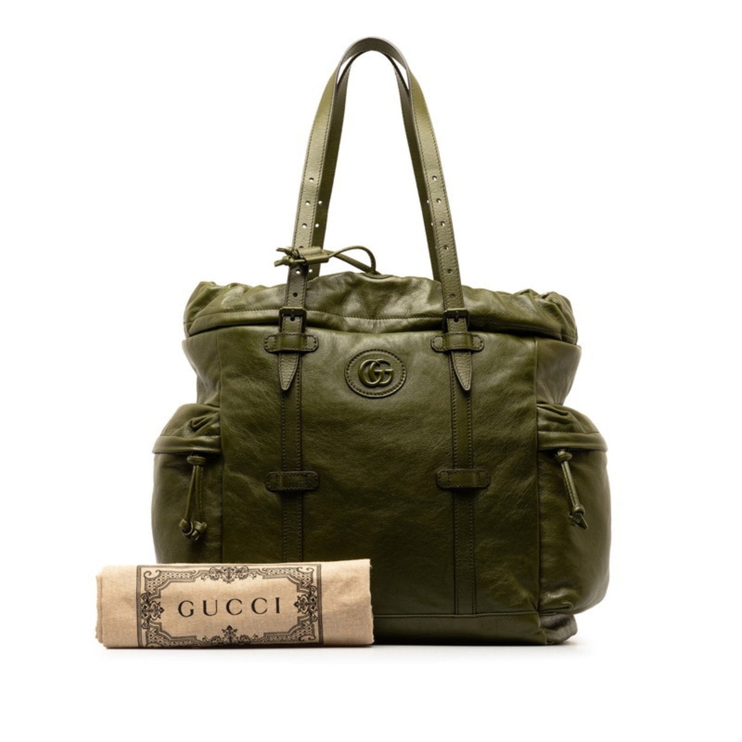 Gucci Khaki Leather Tote Bag ( )