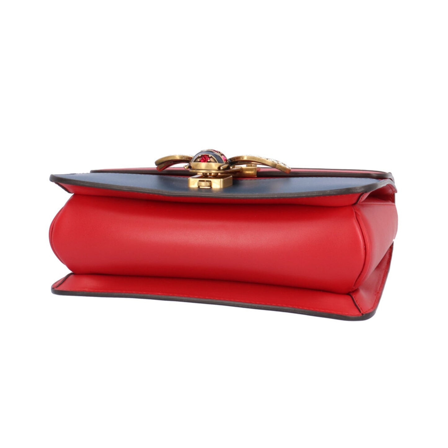 Gucci Navy Red Color White Leather Shoulder Bag ( )