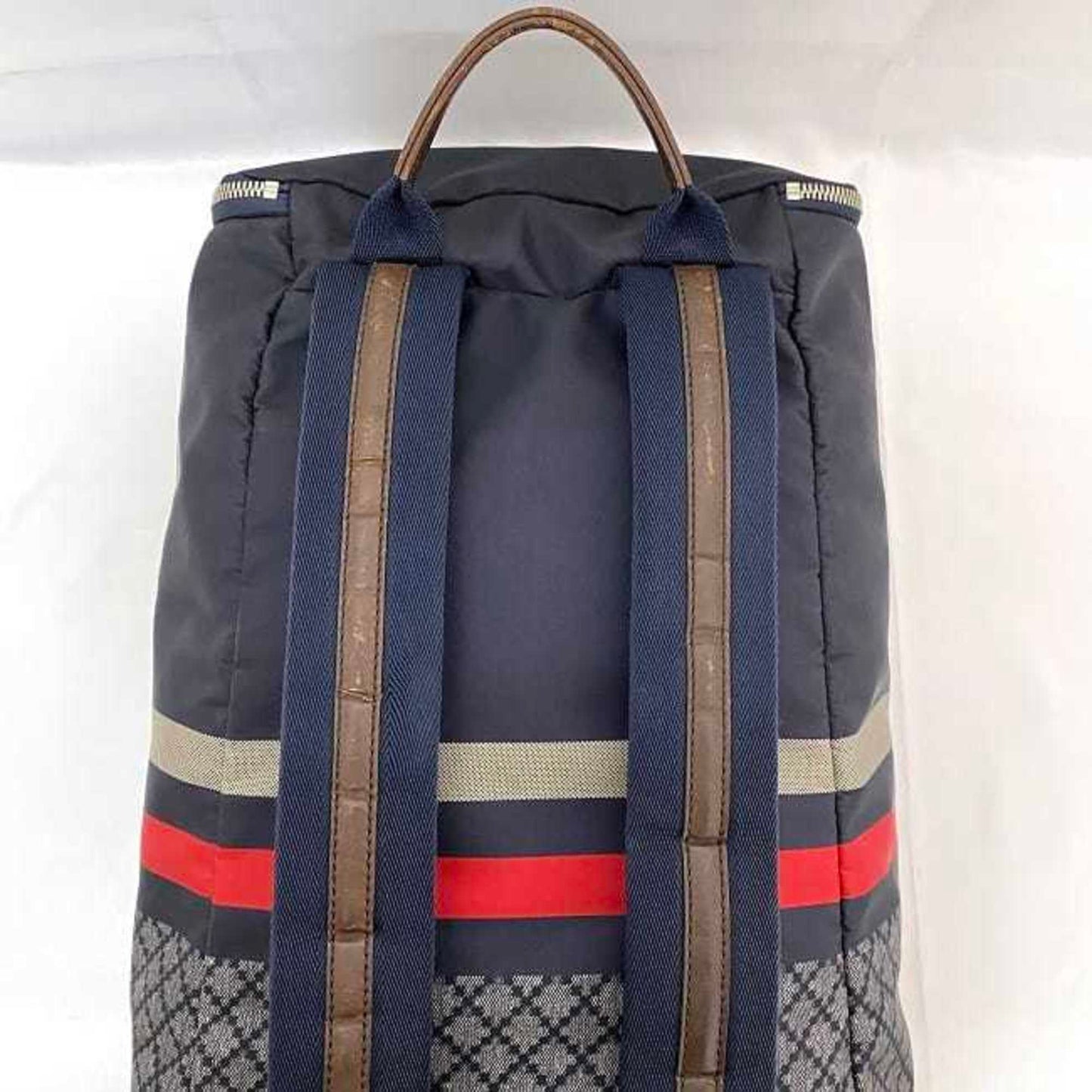 Gucci Diamante Gray Navy Nylon Leather Backpack ( )