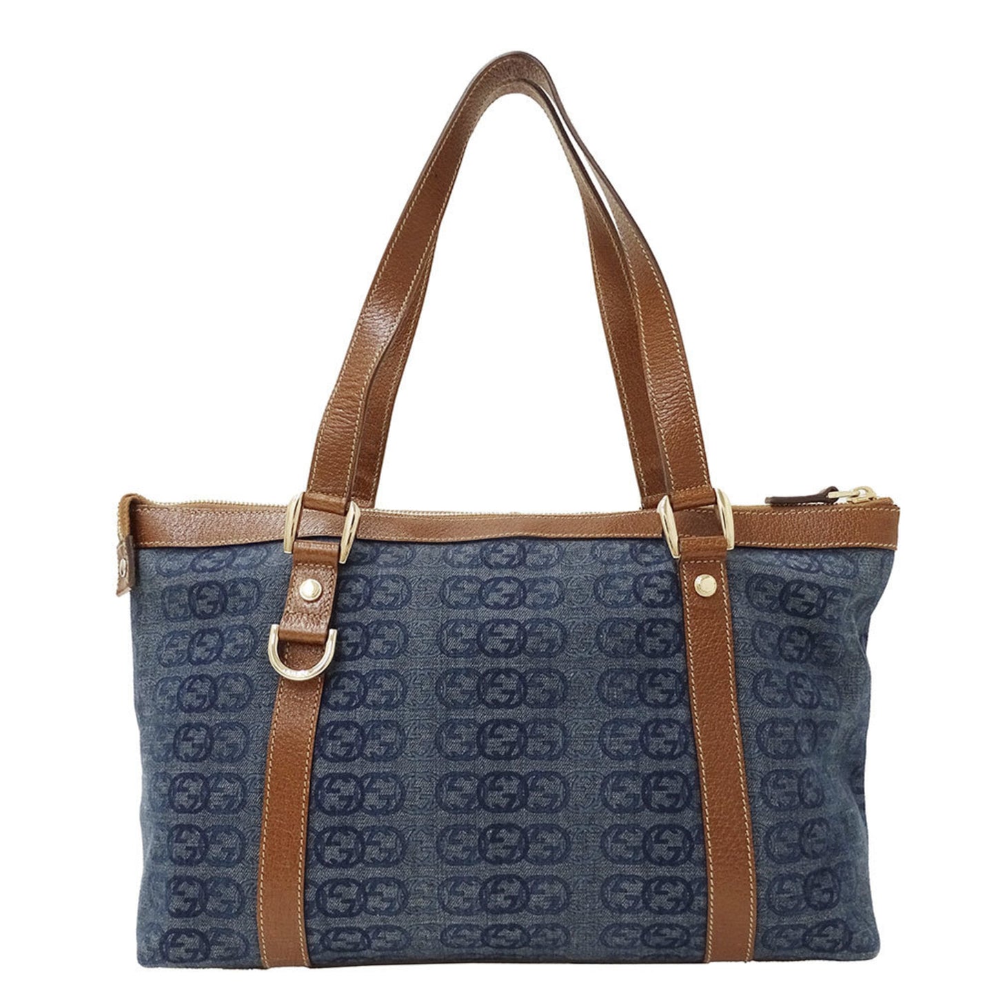 Gucci Blue Brown Denim Tote Bag ( )