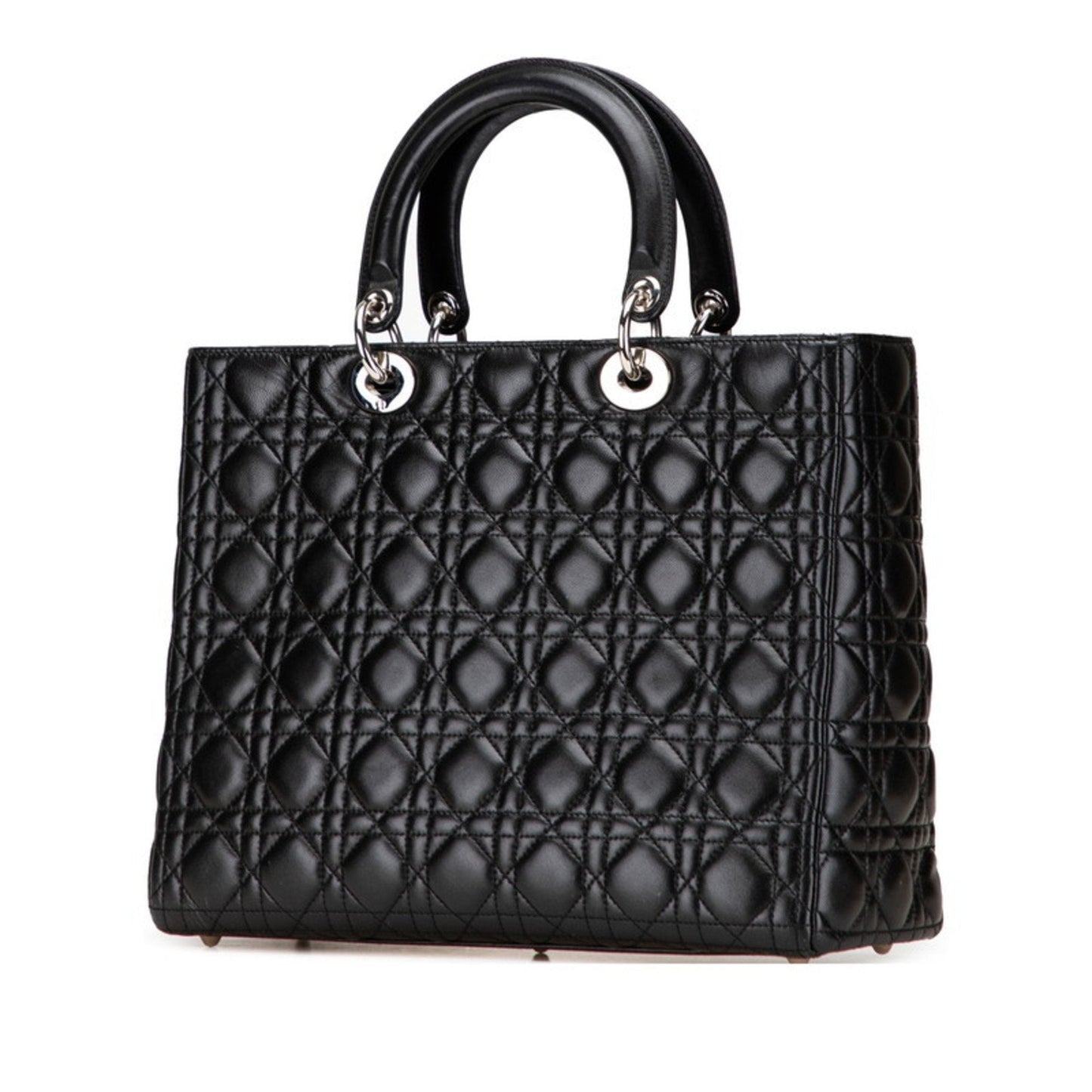 Christian Dior Lady Dior Black Leather Handbag Shoulder Bag ()