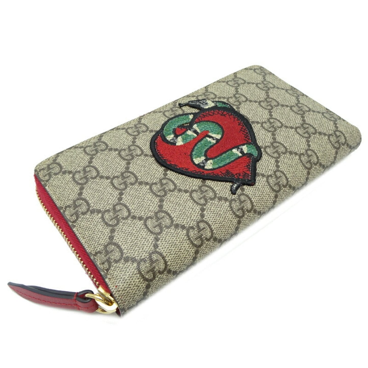 Gucci Beige Green Khaki Red Color Gg Supreme Long Bill Wallet (Bi-Fold) ( )