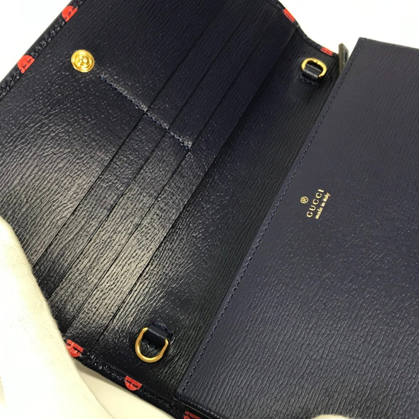 Gucci Navy Leather Long Wallet (Bi-Fold) ( )