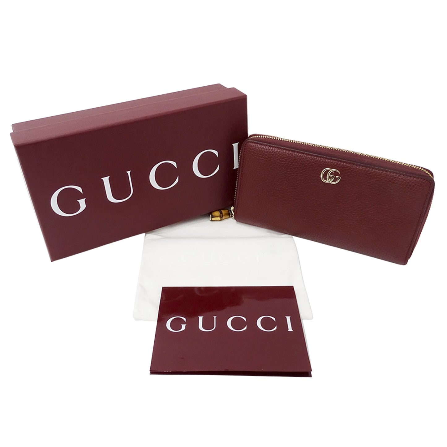 Gucci Bordeaux Leather Long Wallet (Bi-Fold) ( )