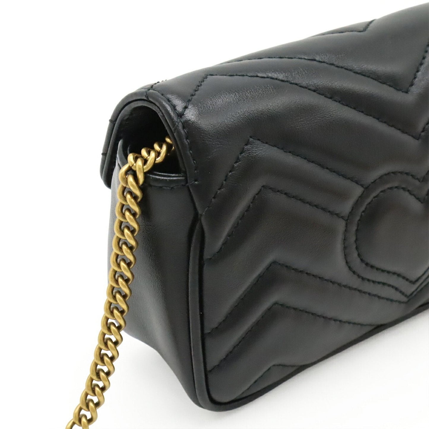 Gucci Gg Marmont Black Leather Pochette Shoulder Bag ( )