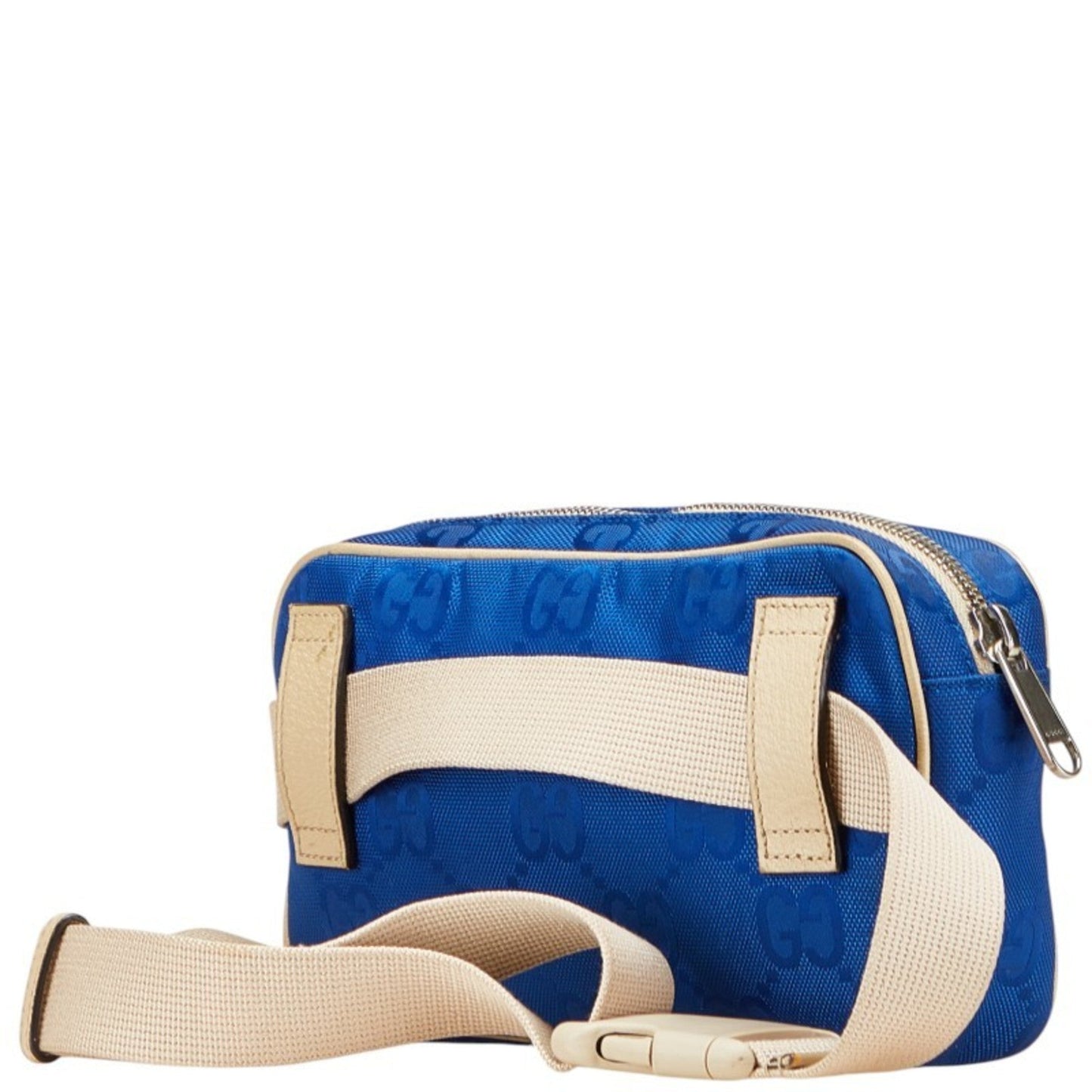 Gucci Beige Blue Nylon Leather Sling Bag ( )