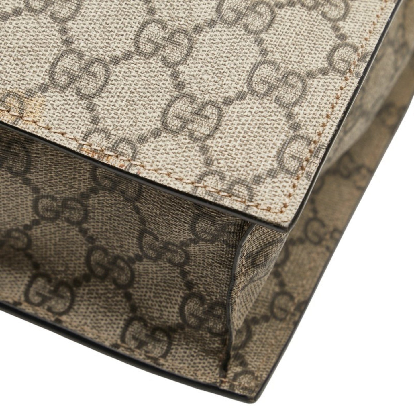 Gucci Beige Black Pvc Leather Shoulder Bag Tote Bag ( )