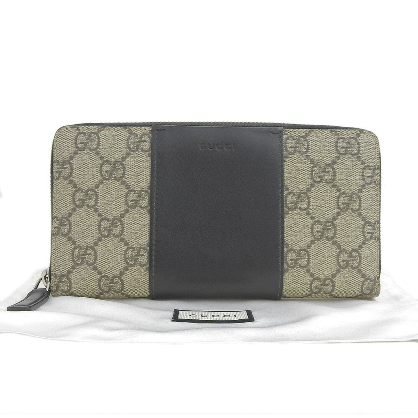 Gucci Beige Black Gg Supreme Long Wallet (Bi-Fold) ( )
