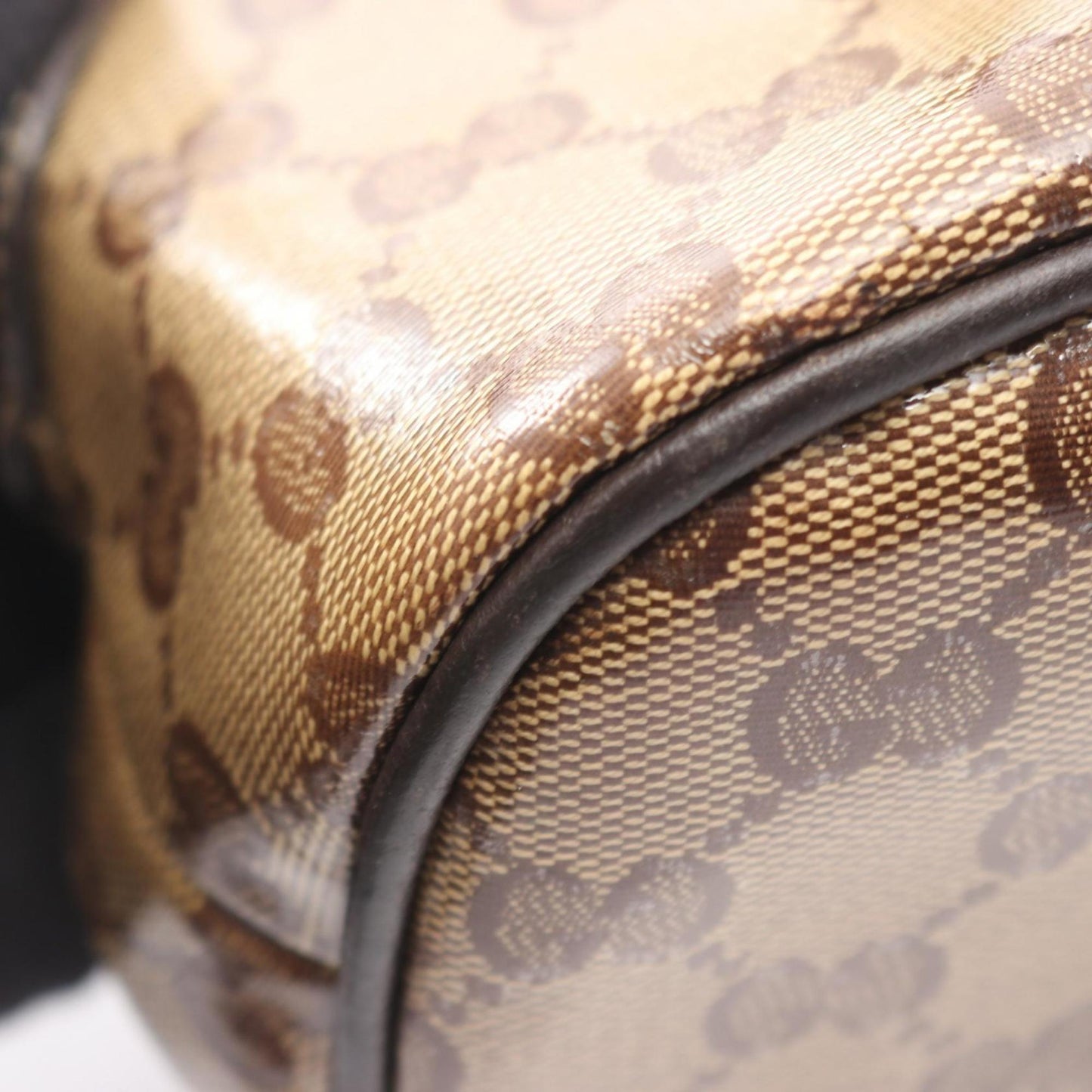 Gucci Beige Brown Pvc Leather Handbag ( )
