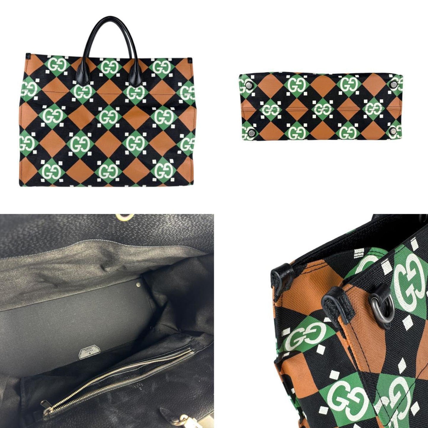 Gucci Multi-Color Coated Canvas Leather Handbag Shoulder Bag ( )