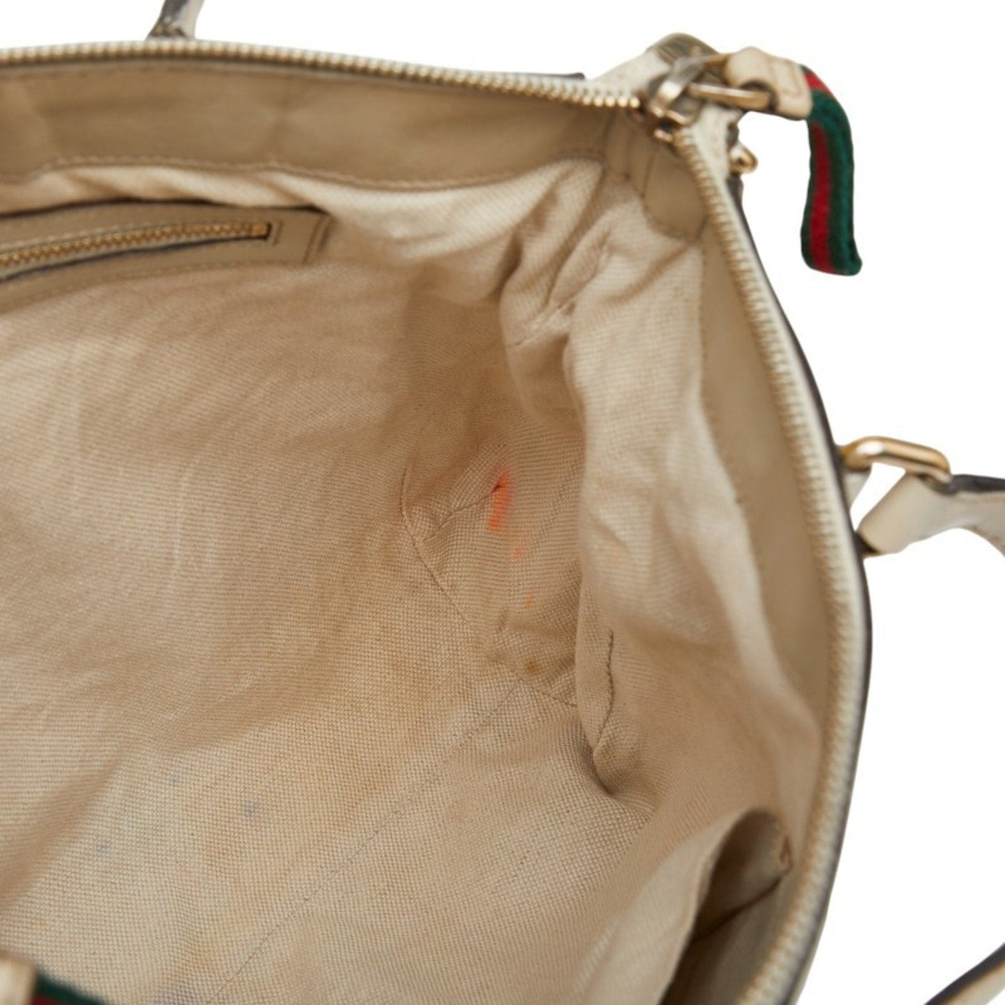 Gucci Beige Ivory Canvas Leather Shoulder Bag Tote Bag ( )