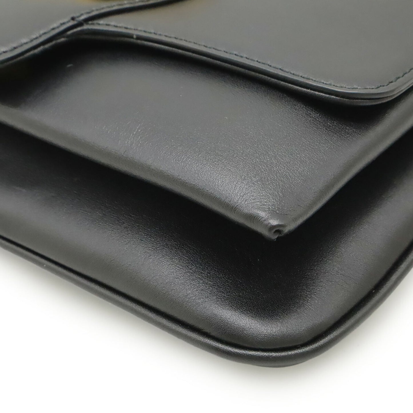 Gucci Gg Marmont Black Leather Pochette Shoulder Bag ( )