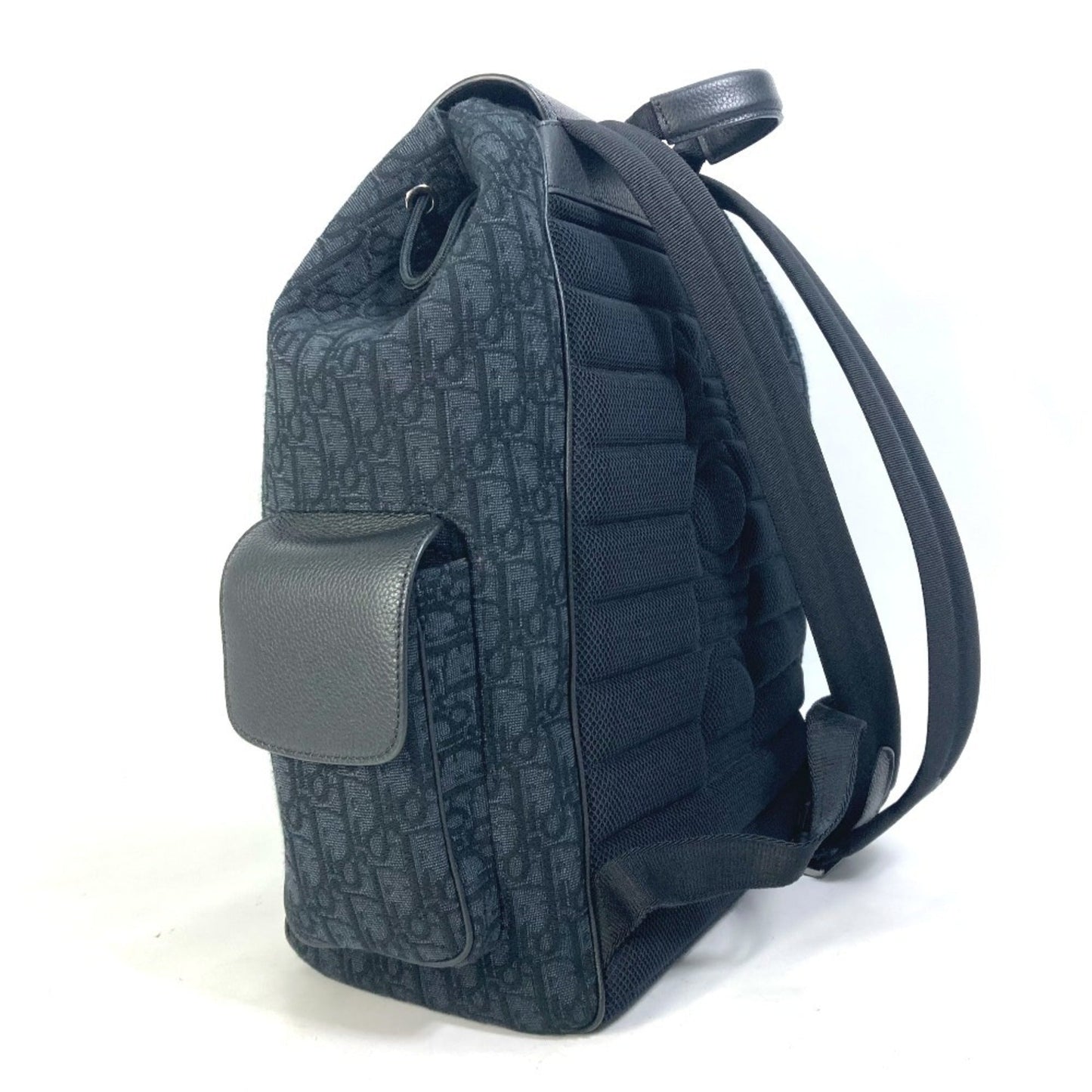 Christian Dior Black Navy Canvas Leather Backpack ()