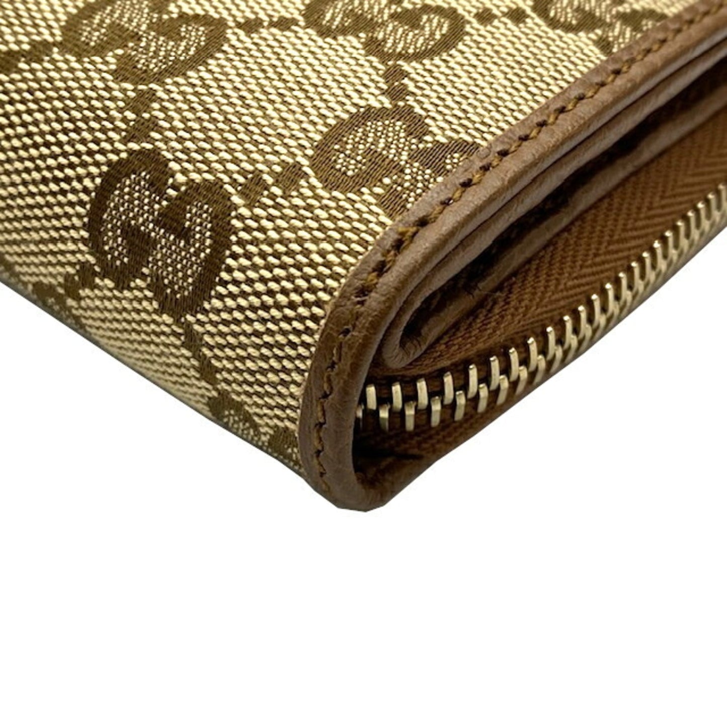 Gucci Beige Brown Gg Canvas Leather Wallet (Bi-Fold) ( )