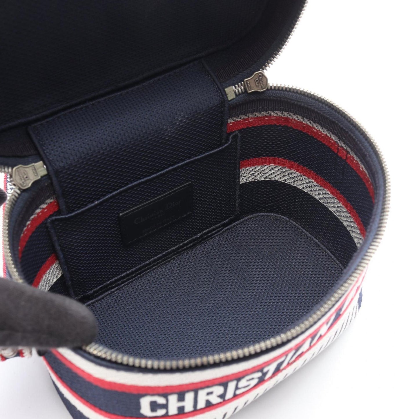 Christian Dior Navy Red Color White Canvas Handbag Weekend Bag ()