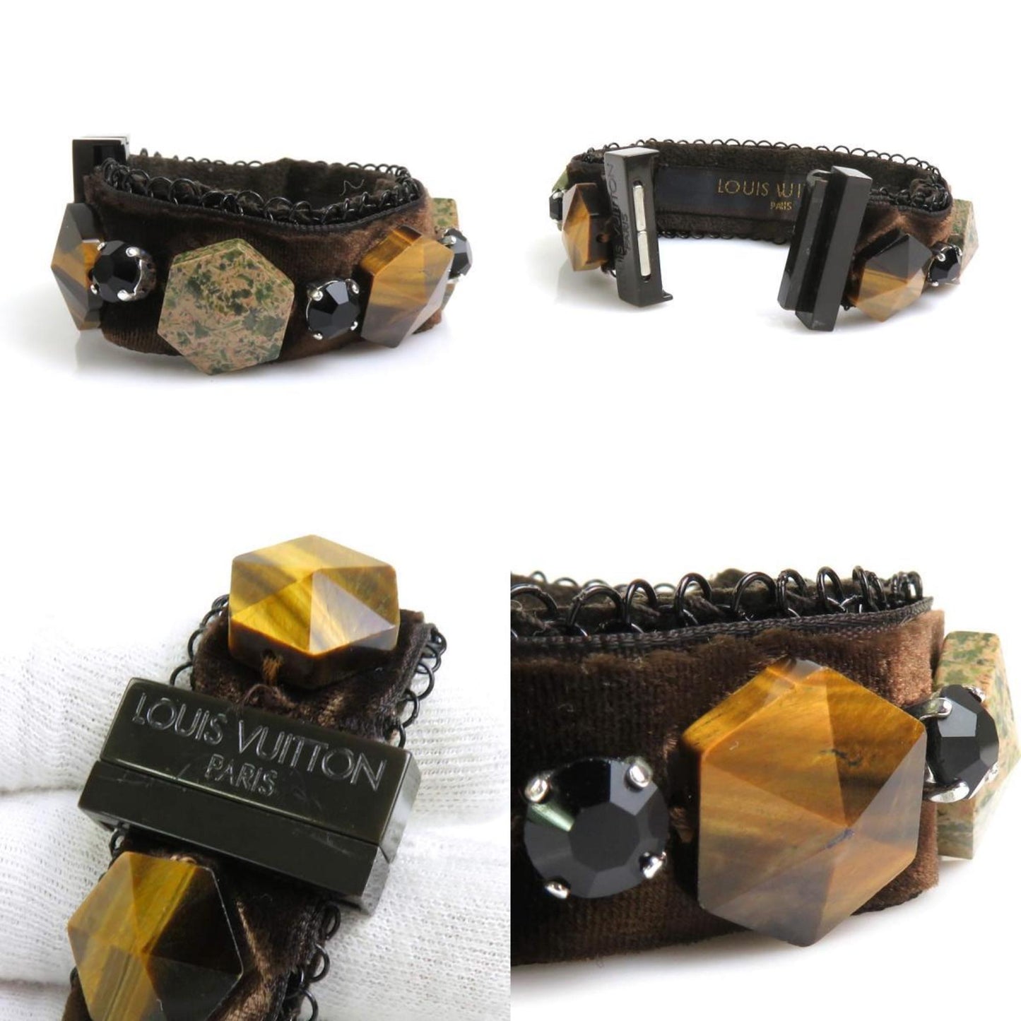 LOUIS VUITTON Bracelet Velor/Stone Brown/Green Ladies