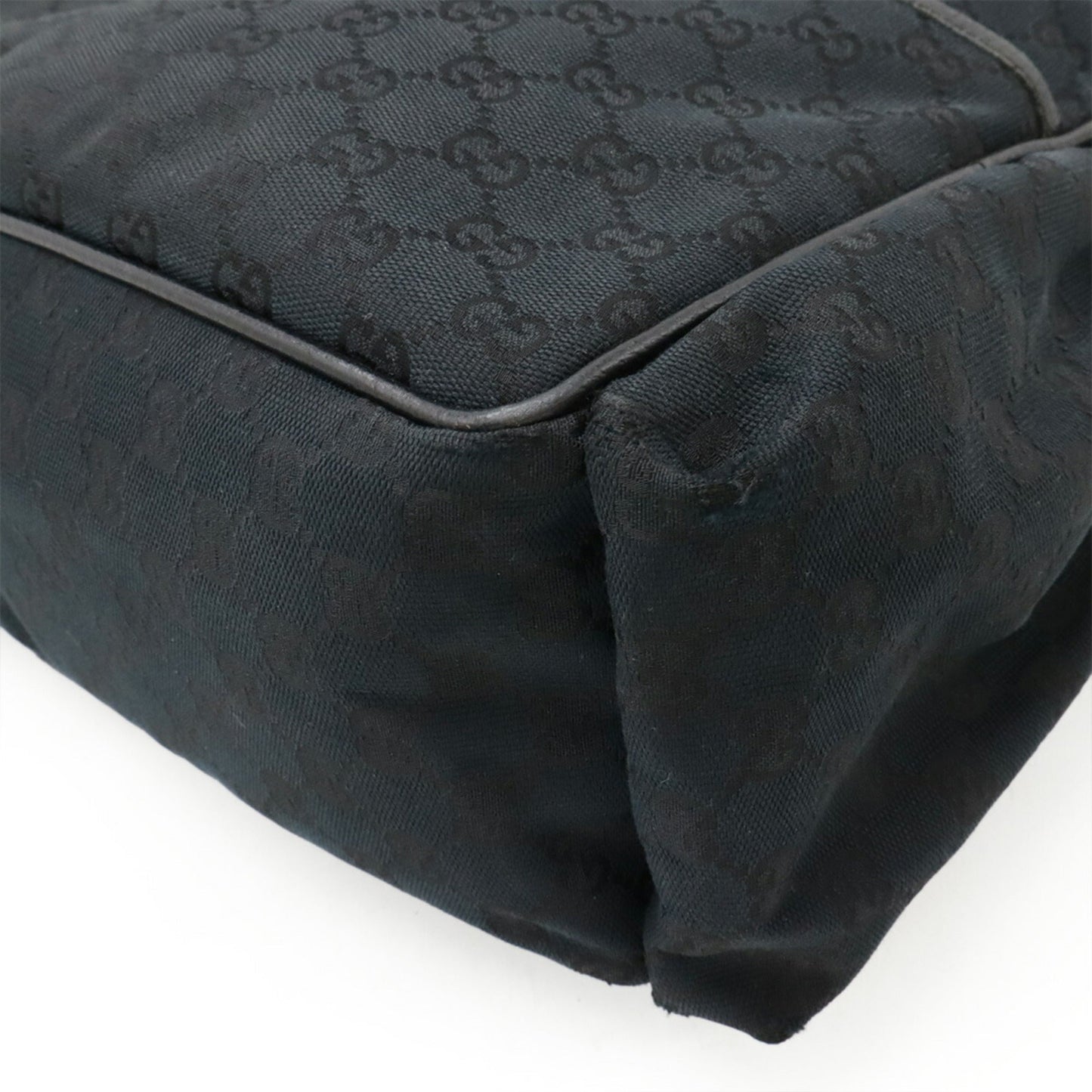 Gucci Black Gg Canvas Leather Shoulder Bag ( )