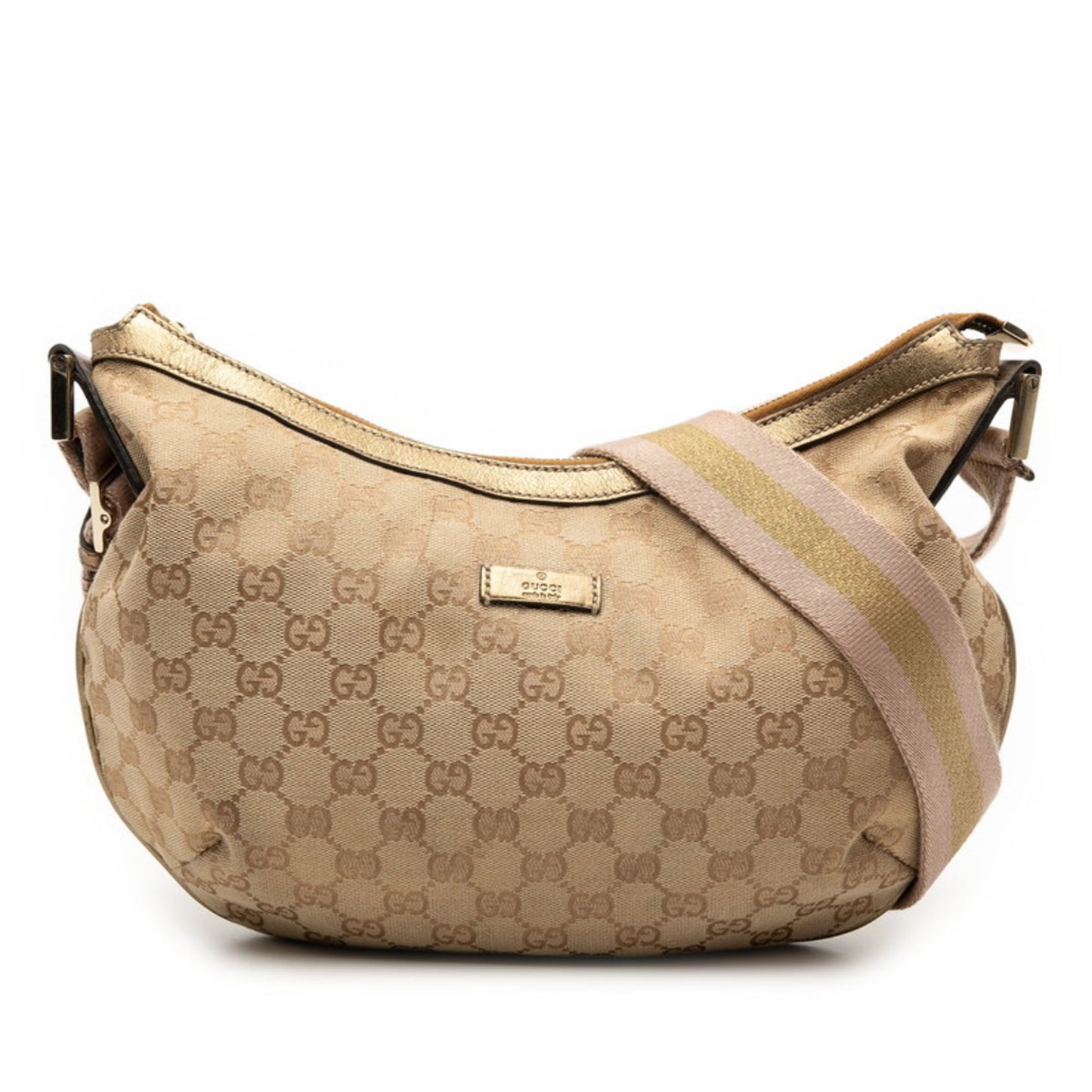 Gucci Gg Canvas Beige Gold Gg Canvas Leather Shoulder Bag ( )