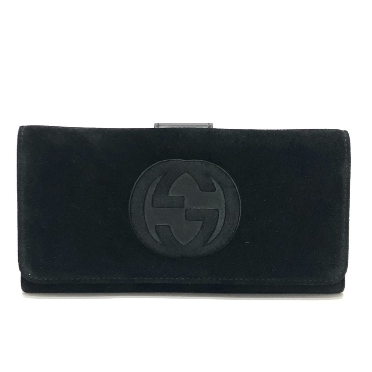 Gucci Black Suede Leather Long Wallet (Bi-Fold) ( )