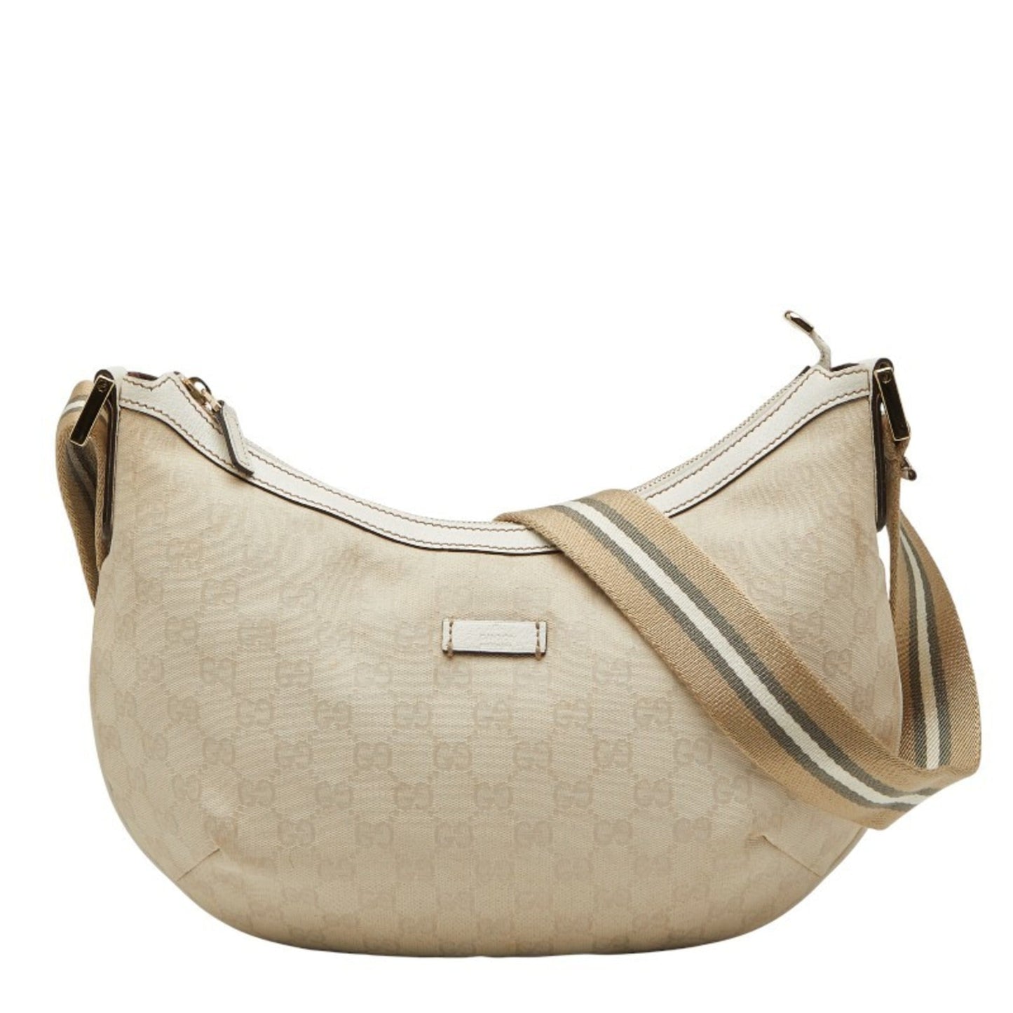 Gucci Gg Canvas Beige White Canvas Leather Shoulder Bag ( )