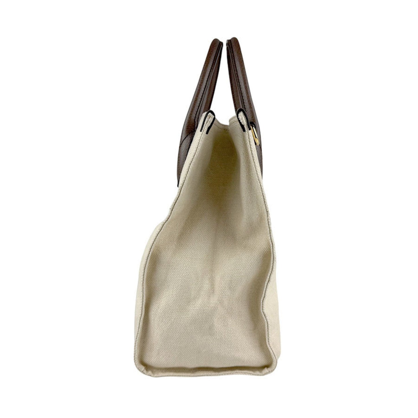 Gucci Brown Ivory Canvas Leather Handbag Shoulder Bag ( )