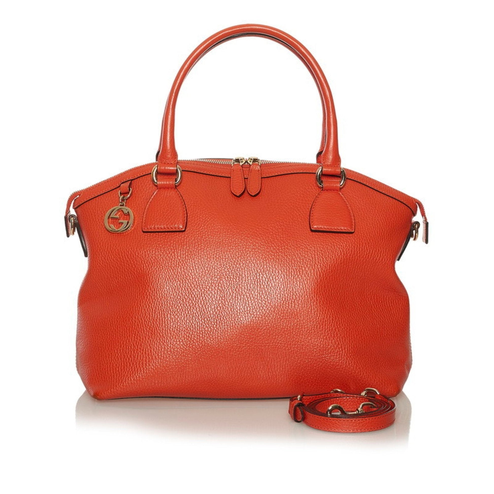 Gucci Interlocking G Orange Leather Shoulder Bag