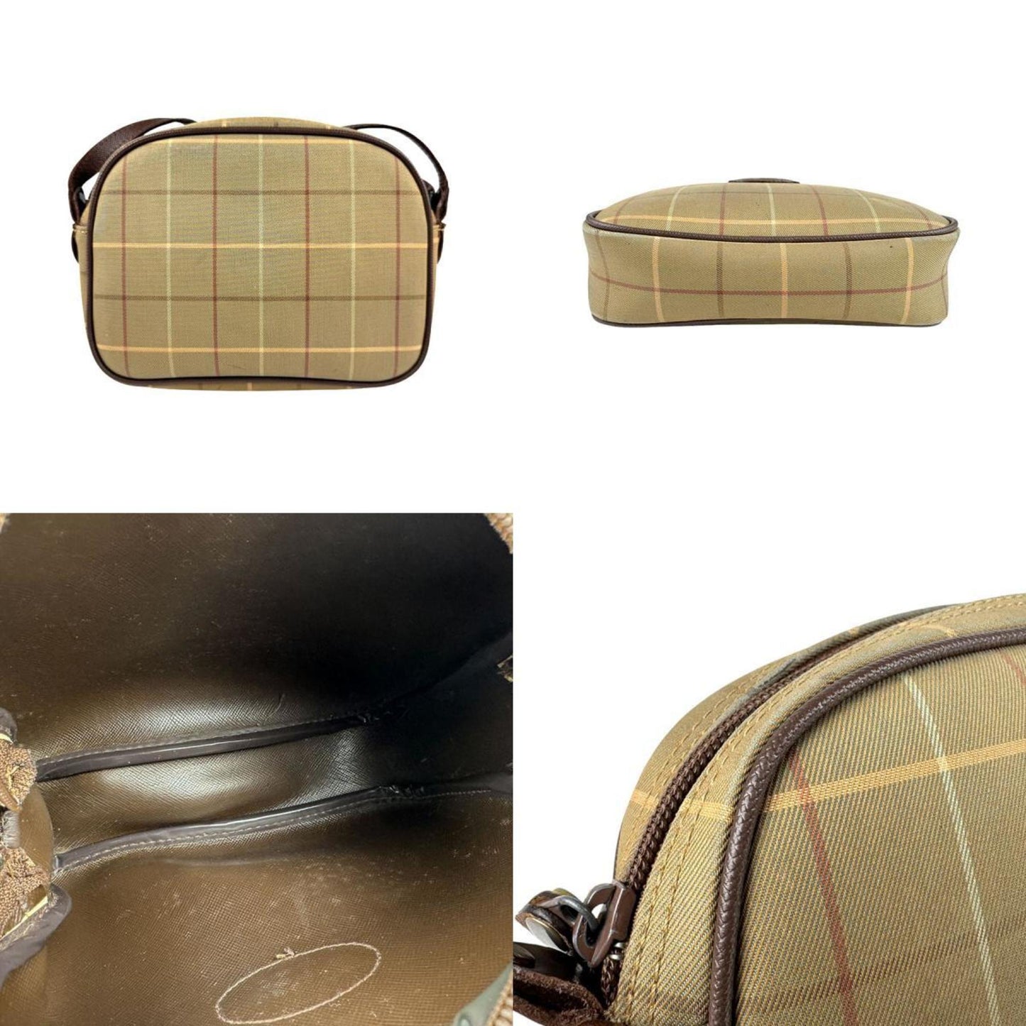 Burberry Burberrys Beige Brown Khaki Canvas Leather Shoulder Bag ( )