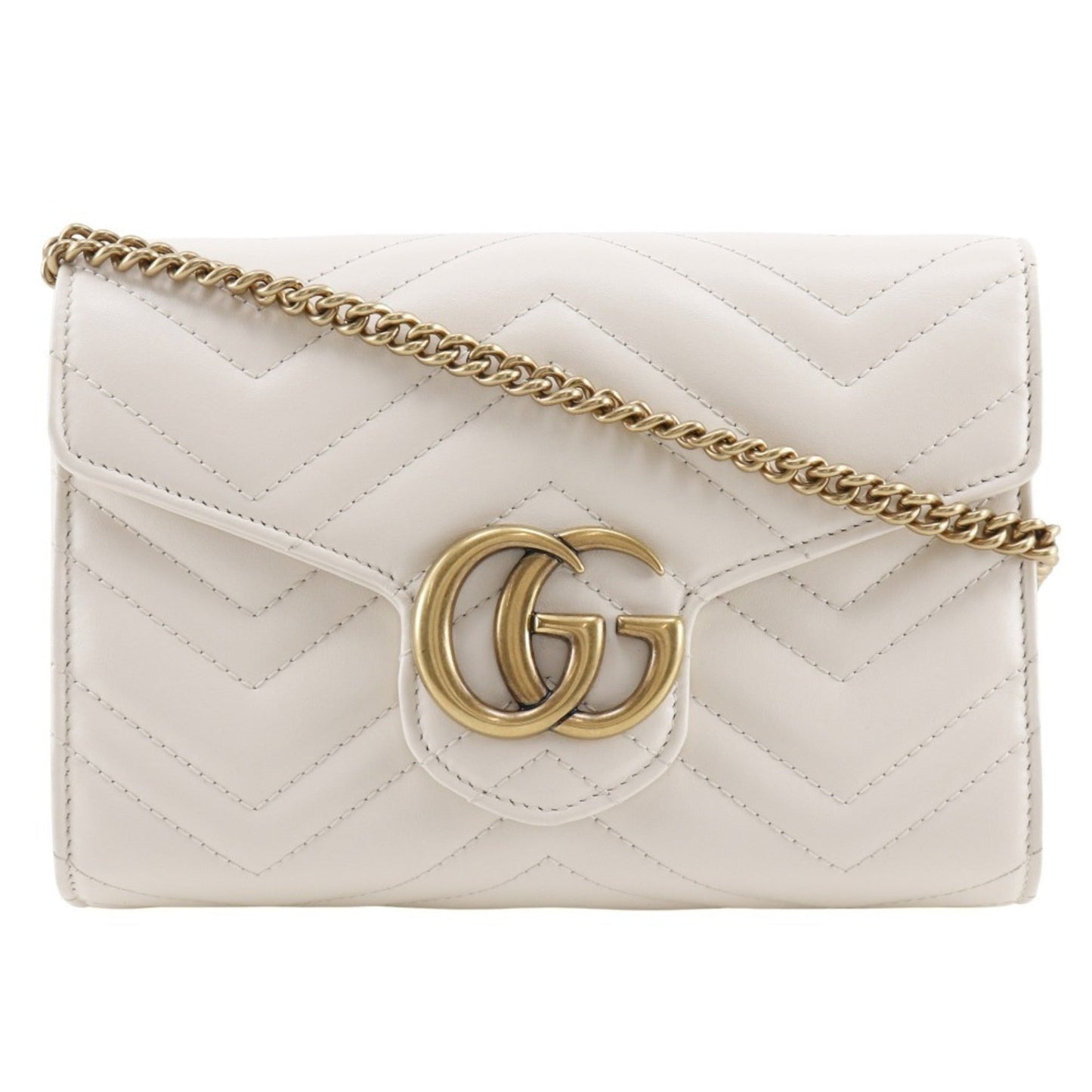 Gucci White Leather Chain/Shoulder Wallet ( )
