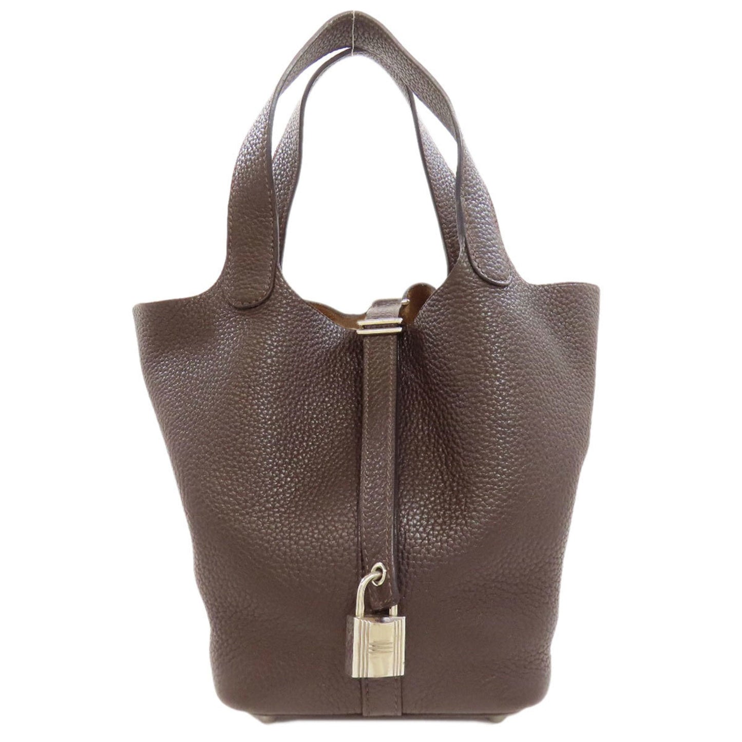 Hermes Picotin Brown Dark Brown Taurillon Clemence Leather Handbag ( )