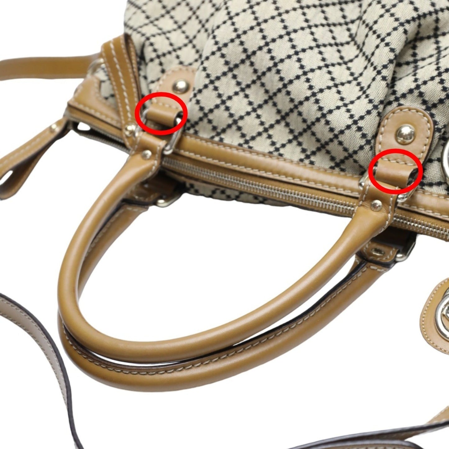 Gucci Beige Brown Canvas Shoulder Bag Tote Bag ( )