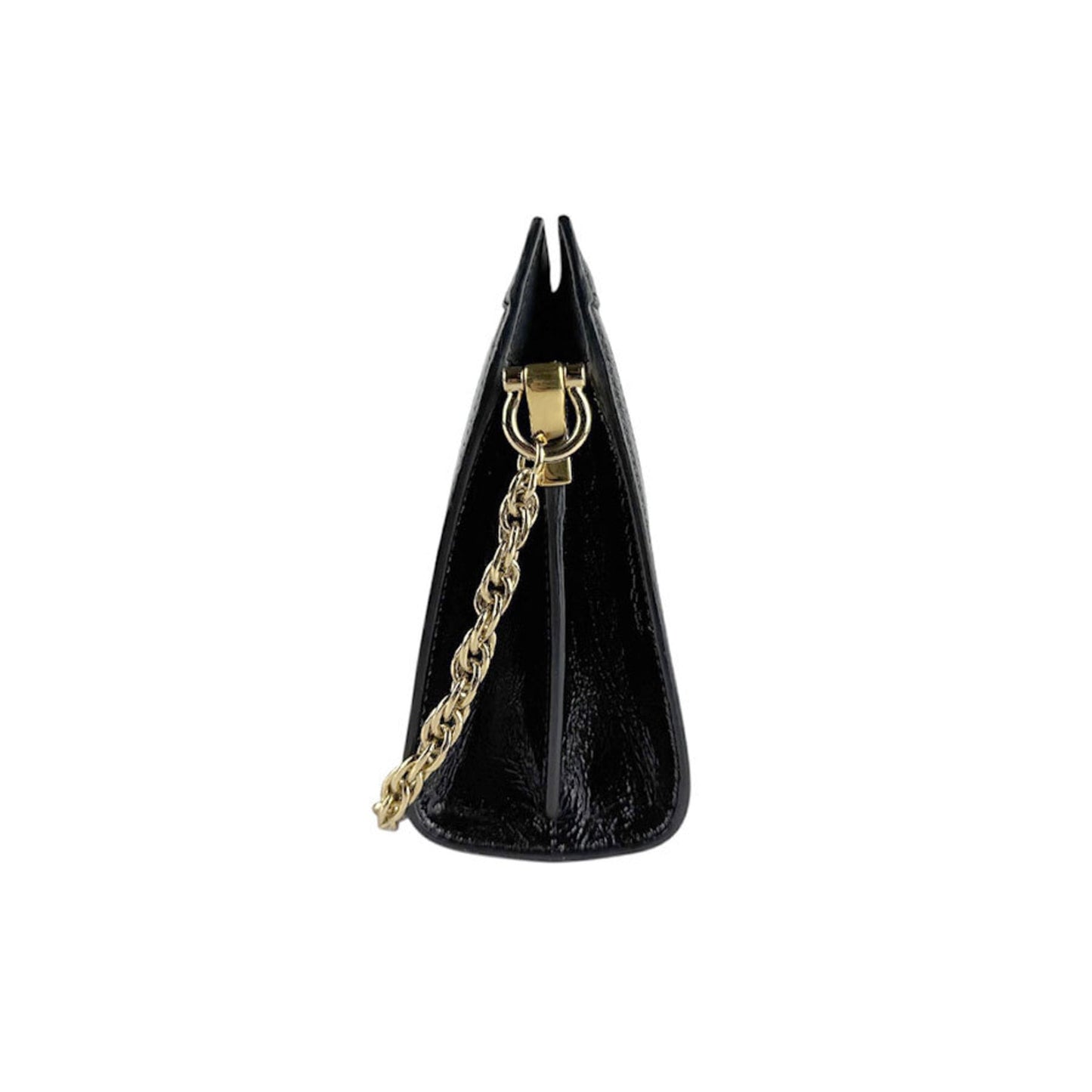 Gucci Black Red Color Suede Patent Leather Shoulder Bag ( )