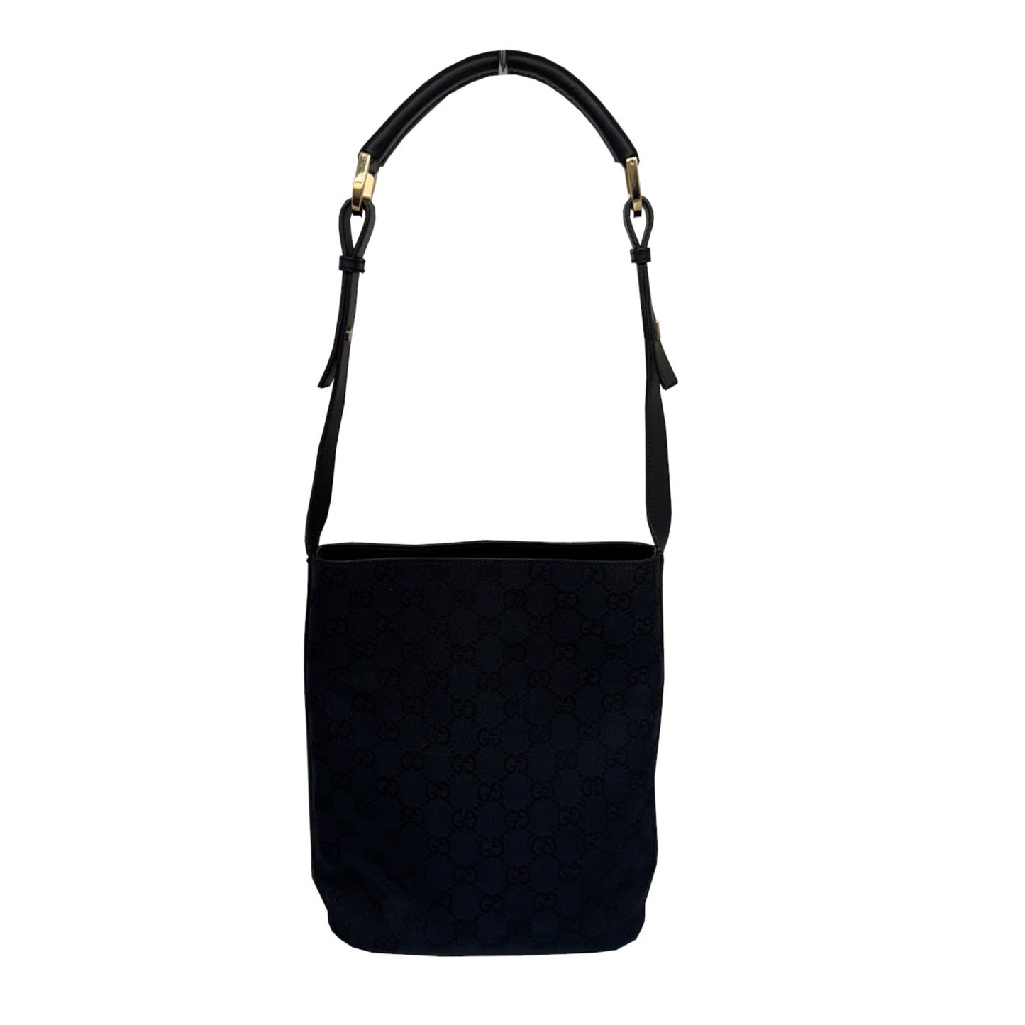 Gucci Black Gg Canvas Leather Shoulder Bag ( )